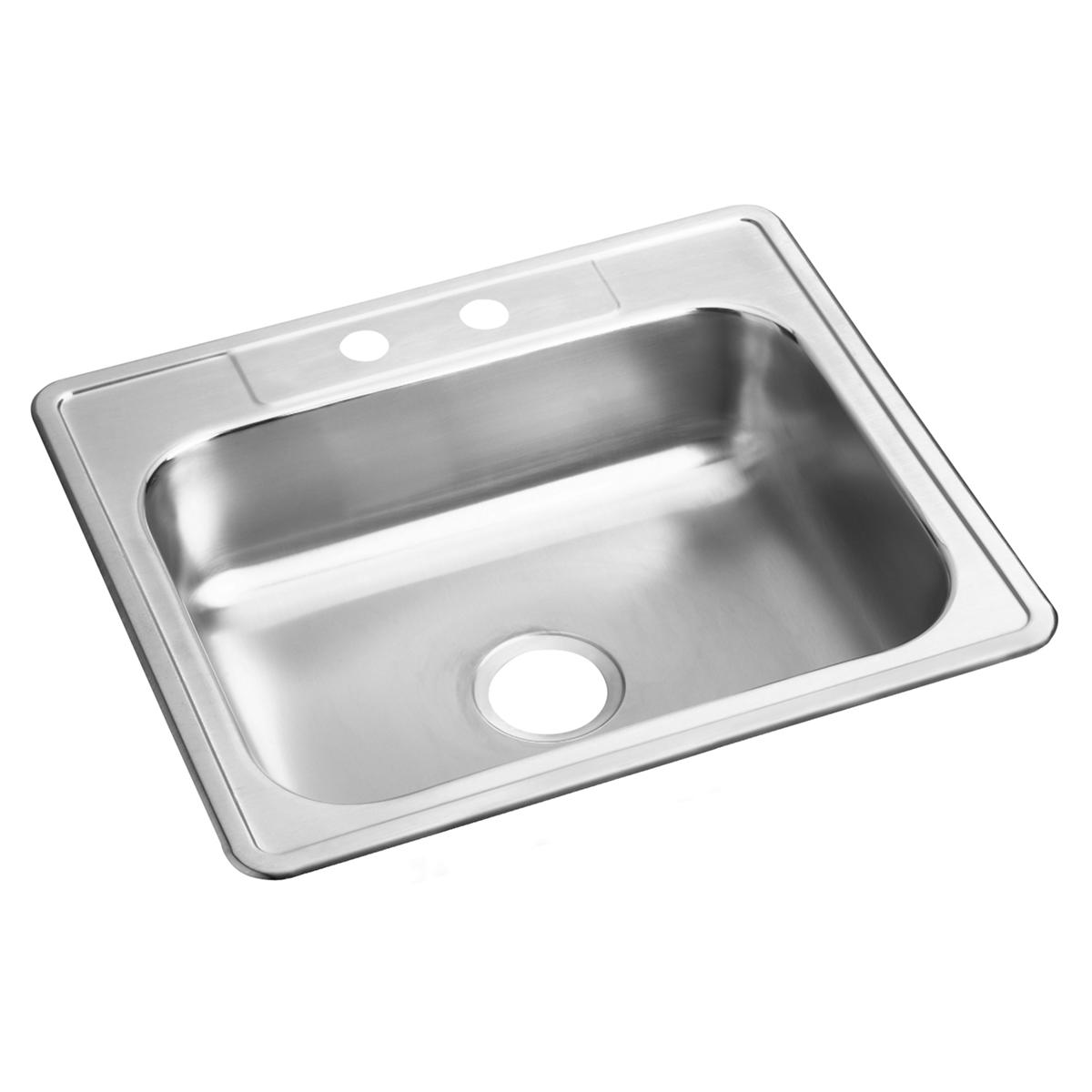 Dayton Stainless Steel 25" x 22" x 6-9/16", 2-Hole Single Bowl Drop-in Sink