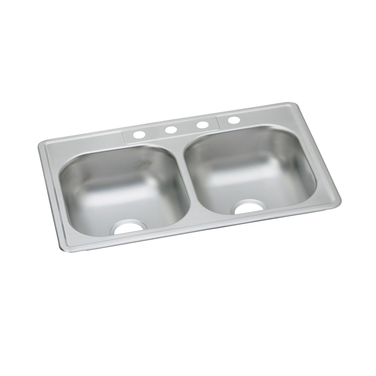 Dayton Stainless Steel 33" x 22" x 7-1/16", 2-Hole Equal Double Bowl Drop-in Sink (50 Pack)