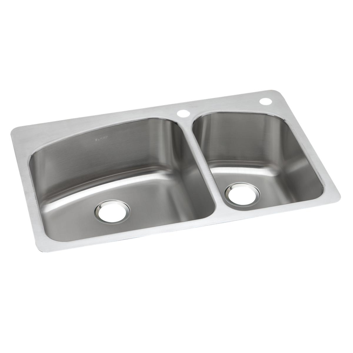 Dayton Stainless Steel 33" x 22" x 8", 1-Hole 60/40 Double Bowl Dual Mount Sink