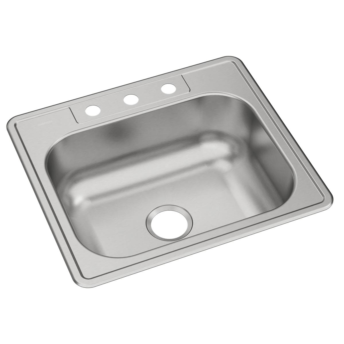 Dayton Stainless Steel 25" x 22" x 8-1/16", 3-Hole Single Bowl Drop-in Sink