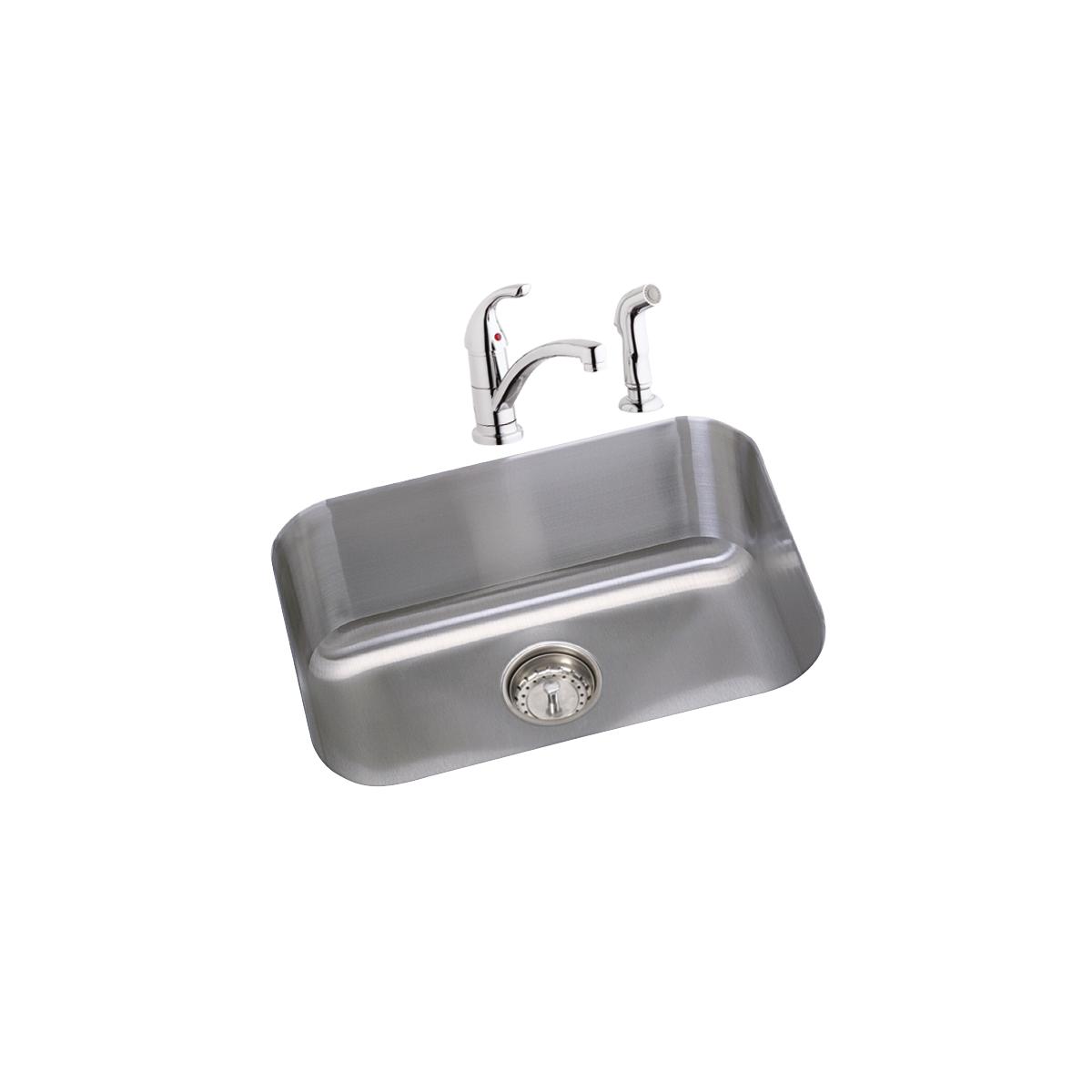 Dayton Stainless Steel 23-1/2" x 18-1/4" x 8" Single Bowl Undermount Sink and Faucet Kit