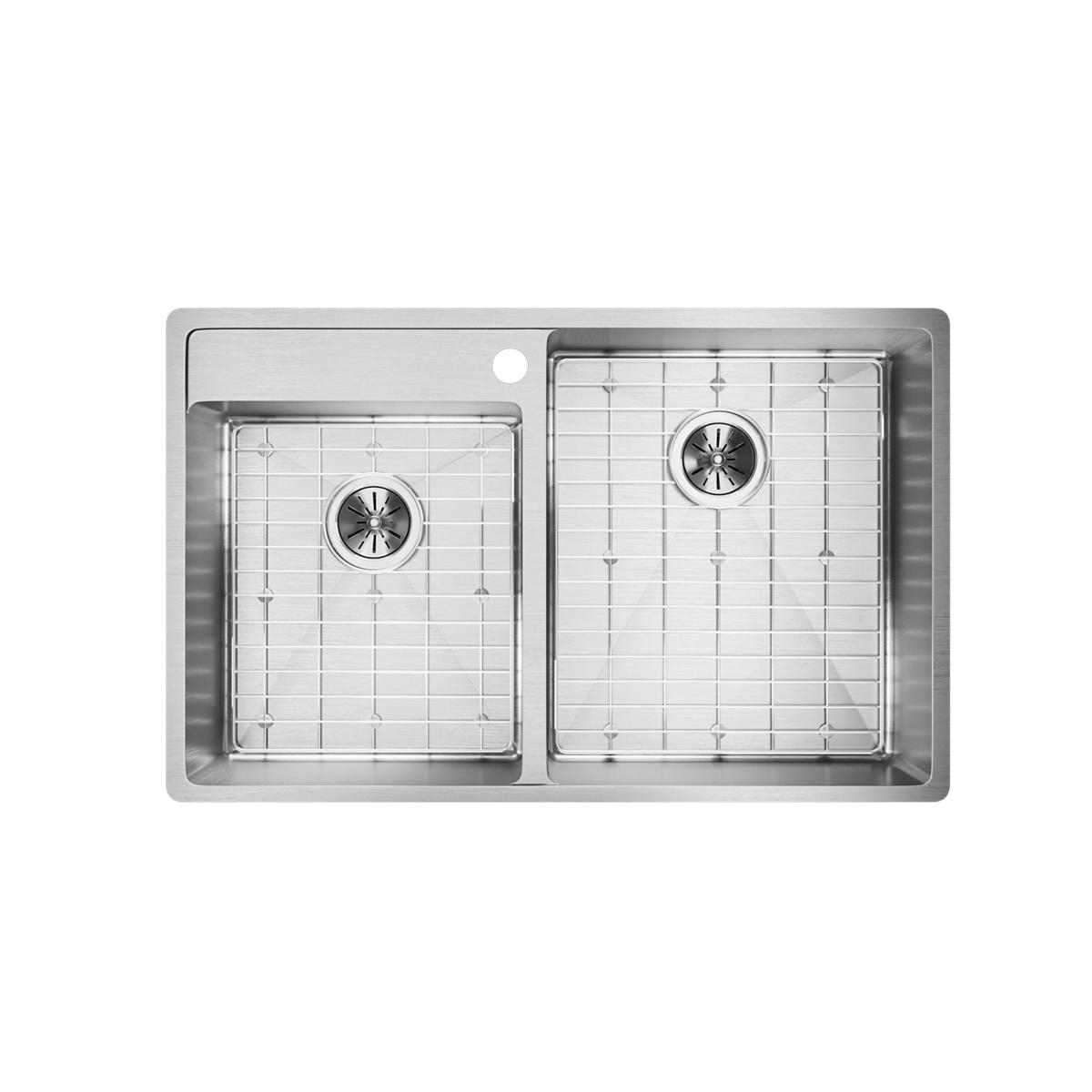 Elkay Crosstown 18 Gauge Stainless Steel 32-1/2" x 20-1/2" x 9" 40/60 Double Bowl Undermount Sink Kit with Left Water Deck