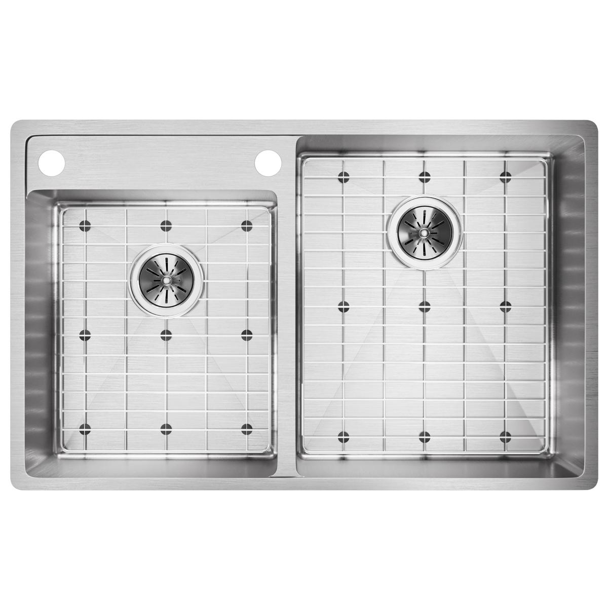 Elkay Crosstown 18 Gauge Stainless Steel Undermount Sink Kit - 32-1/2" x 20-1/2" x 9", 40/60 Double Bowl, S2-Hole with Water Deck