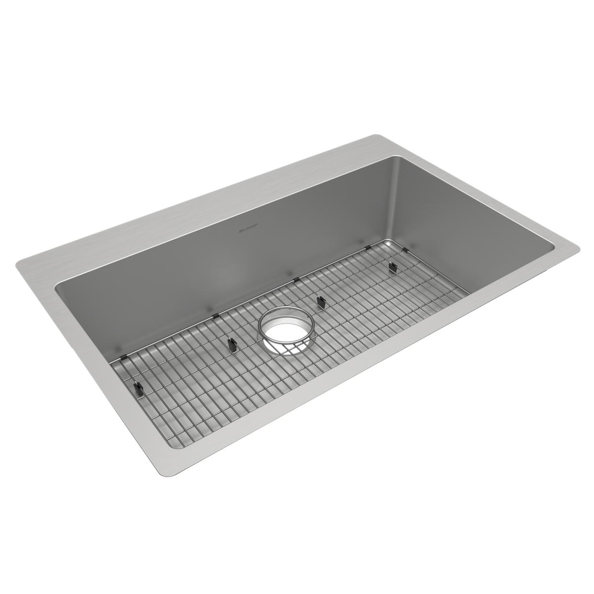 Elkay Crosstown 18 Gauge Stainless Steel 33" x 22" x 9" 0-Hole Single Bowl Dual Mount Sink Kit