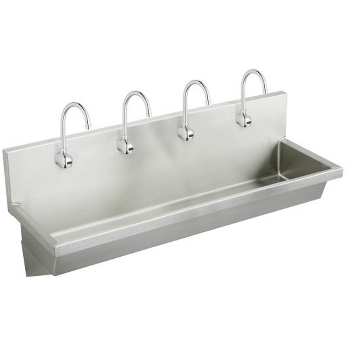 Stainless Steel 96" x 20" x 8", Wall Hung Multiple Station Hand Wash Sink Kit