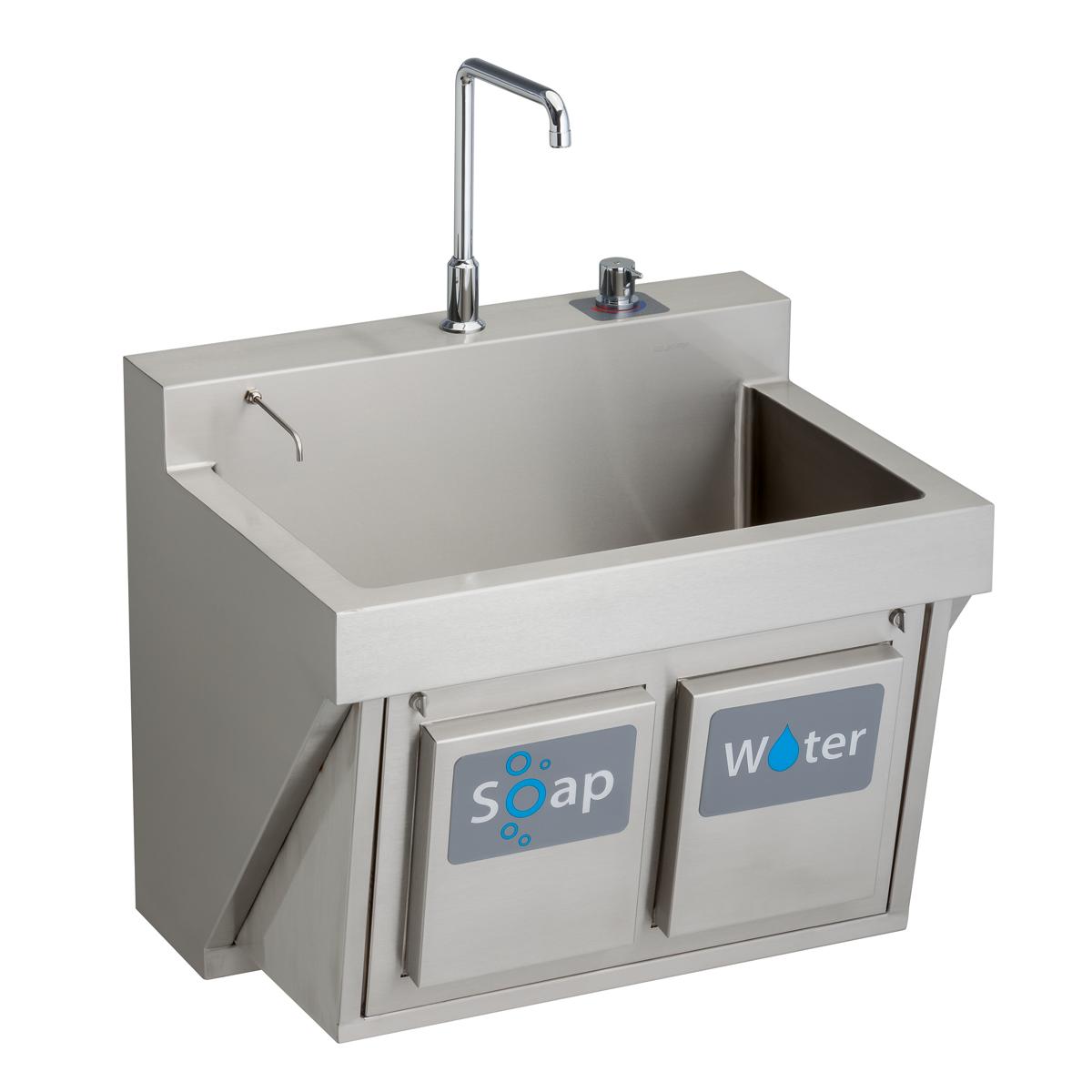 Stainless Steel 30" x 23" x 26", Wall Hung Single Bowl Surgeon Scrub Sink Kit