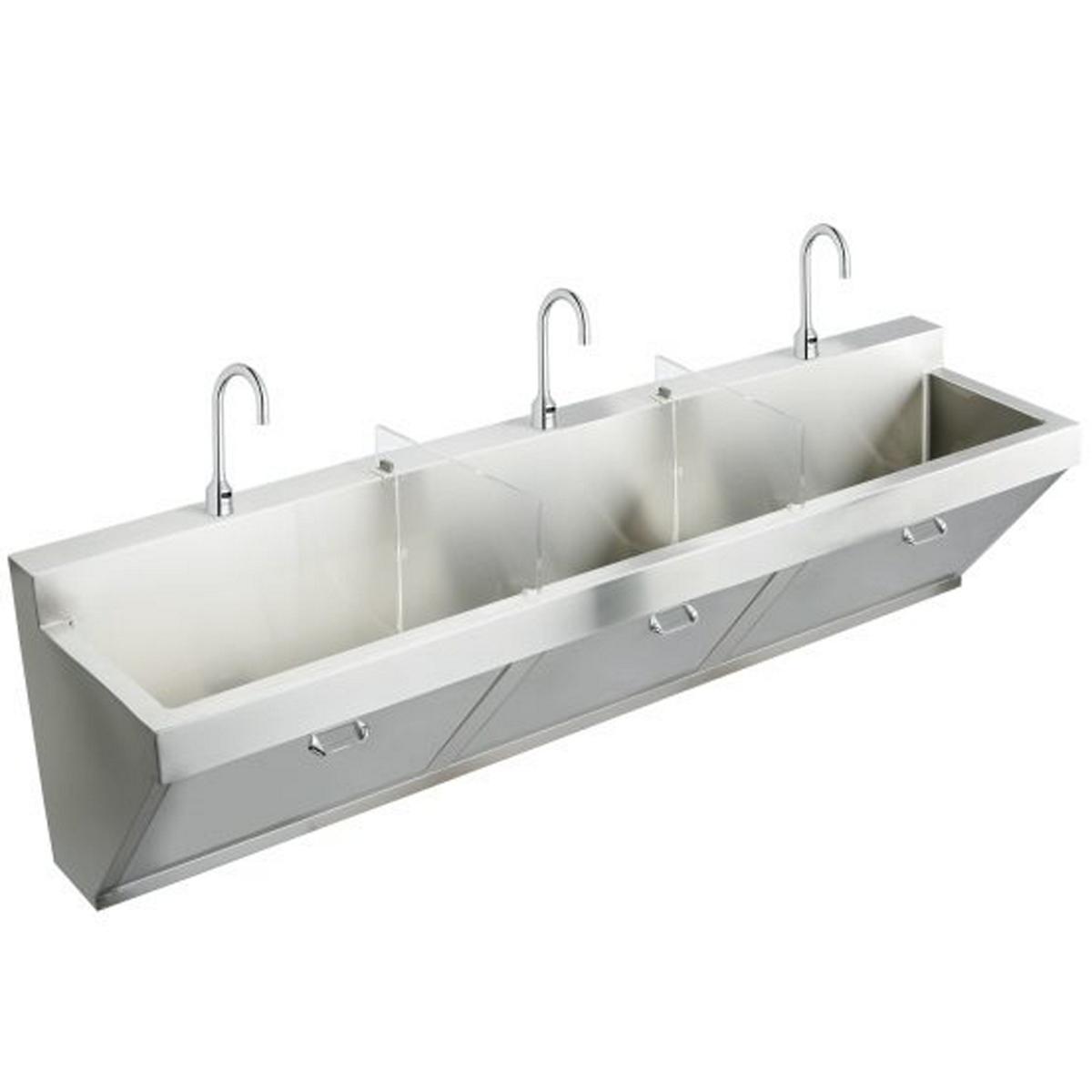 Stainless Steel 90" x 23" x 26", Wall Hung Triple Station Surgeon Scrub Sink Kit