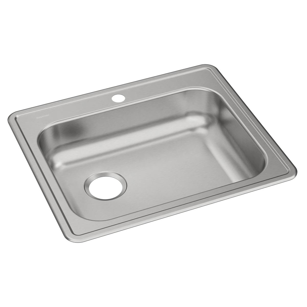 Dayton Stainless Steel 25" x 21-1/4" x 5-3/8", 1-Hole Single Bowl Drop-in Sink with Left Drain