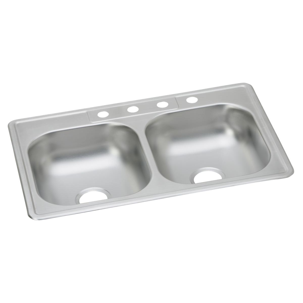 Dayton Stainless Steel 33" x 22" x 6-1/16", 1-Hole Equal Double Bowl Drop-in Sink (50 Pack)
