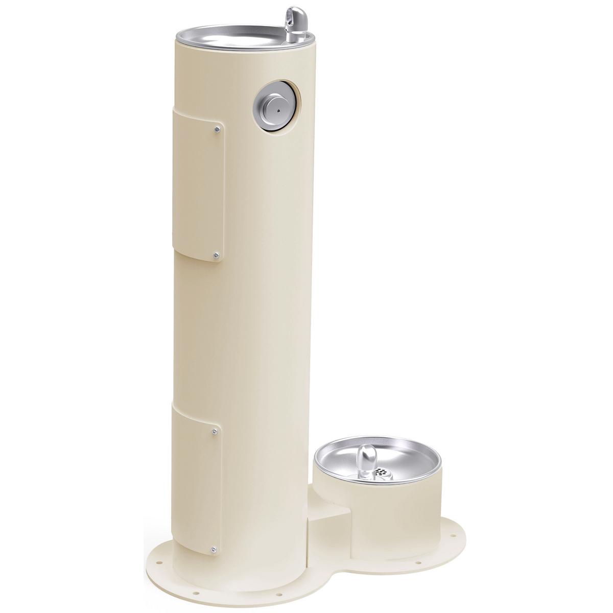 Elkay Outdoor Fountain Pedestal with Pet Station, Non-Filtered, Non-Refrigerated, Freeze Resistant, Beige