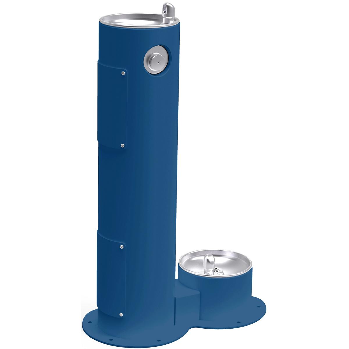Elkay Outdoor Fountain Pedestal with Pet Station, Non-Filtered, Non-Refrigerated, Freeze Resistant, Blue