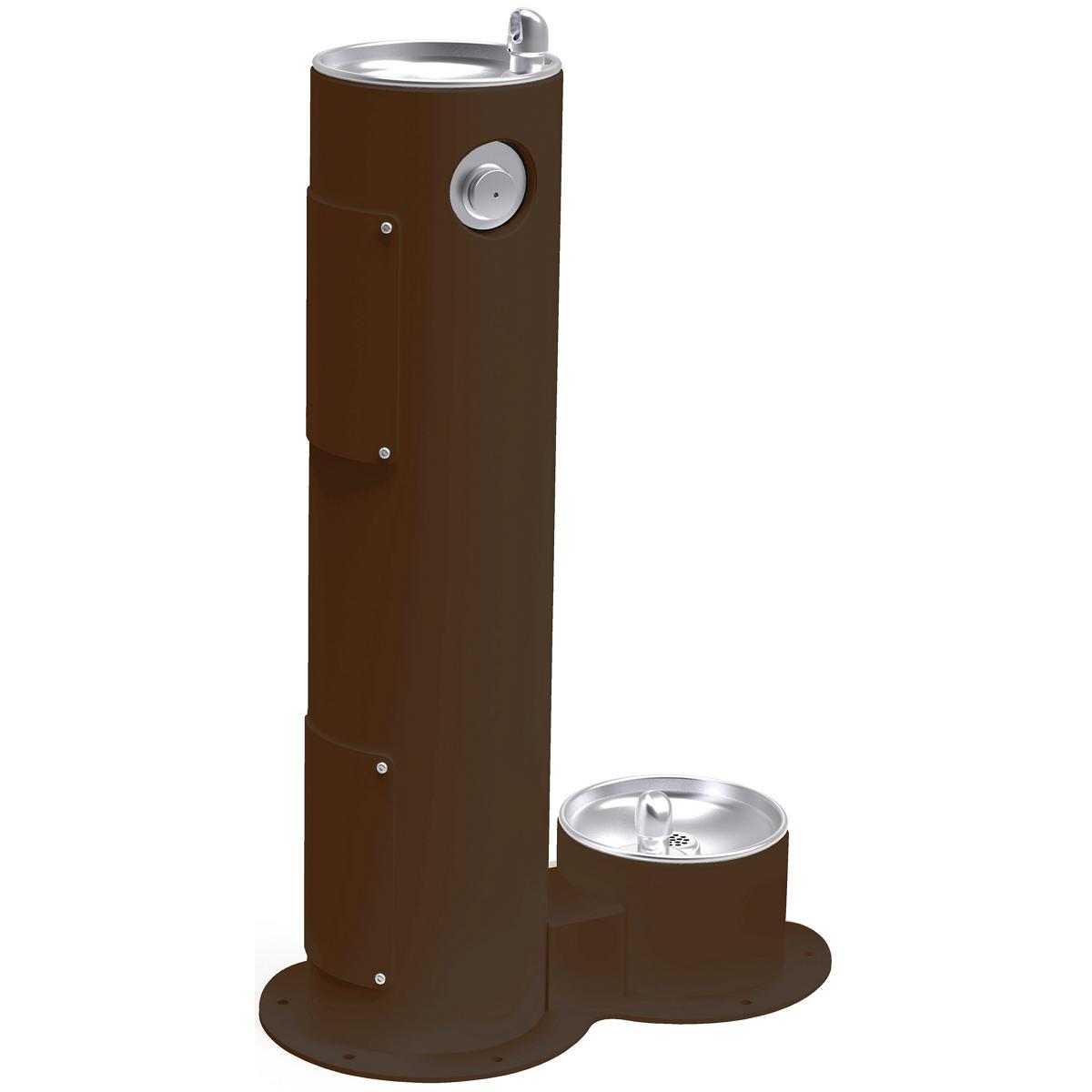 Elkay Outdoor Fountain Pedestal with Pet Station, Non-Filtered, Freeze Resistant, Brown
