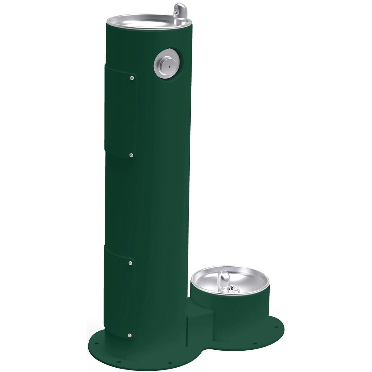 Elkay Outdoor Fountain Pedestal with Pet Station, Non-Filtered, Non-Refrigerated, Freeze Resistant, Evergreen