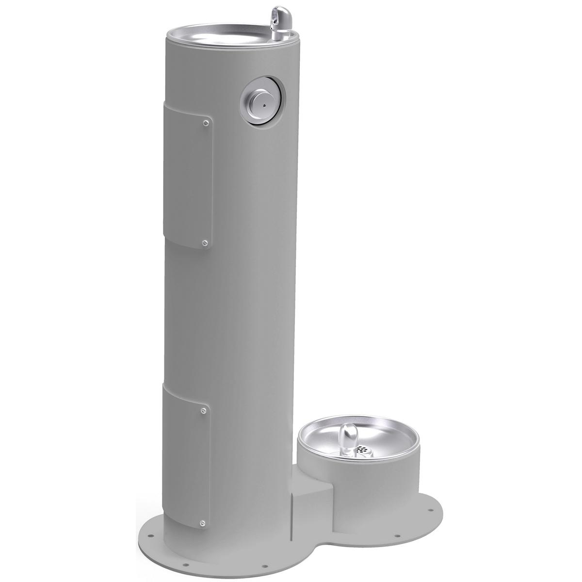 Elkay Outdoor Fountain Pedestal with Pet Station, Non-Filtered, Non-Refrigerated, Freeze Resistant, Gray