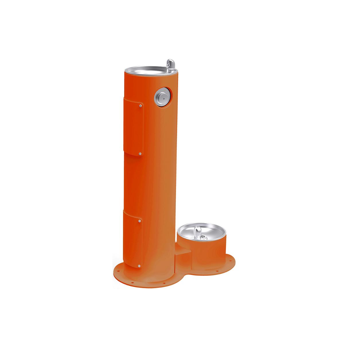 Elkay Outdoor Fountain Pedestal with Pet Station, Non-Filtered, Non-Refrigerated, Freeze Resistant, Orange