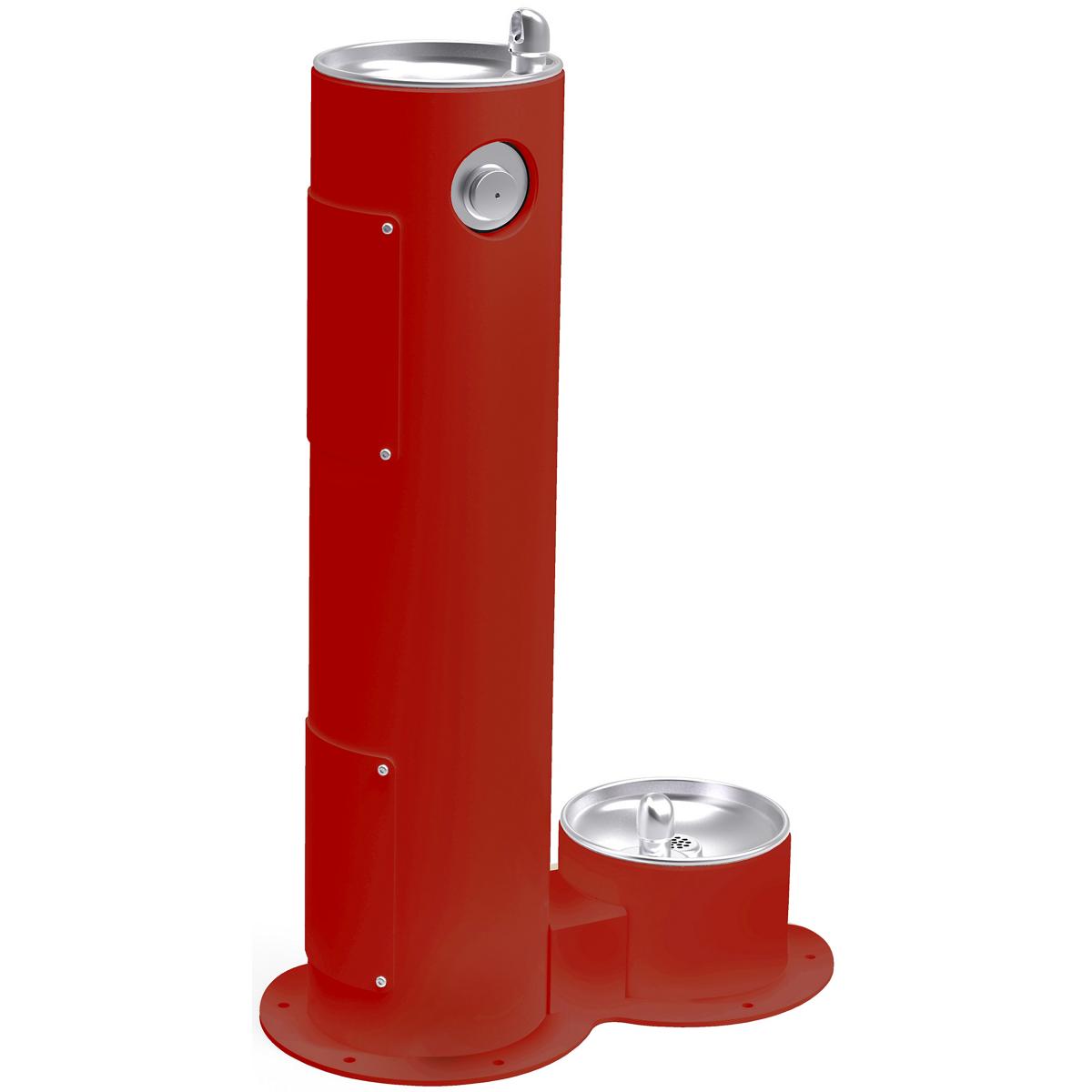 Elkay Outdoor Fountain Pedestal with Pet Station, Non-Filtered, Non-Refrigerated, Freeze Resistant, Red