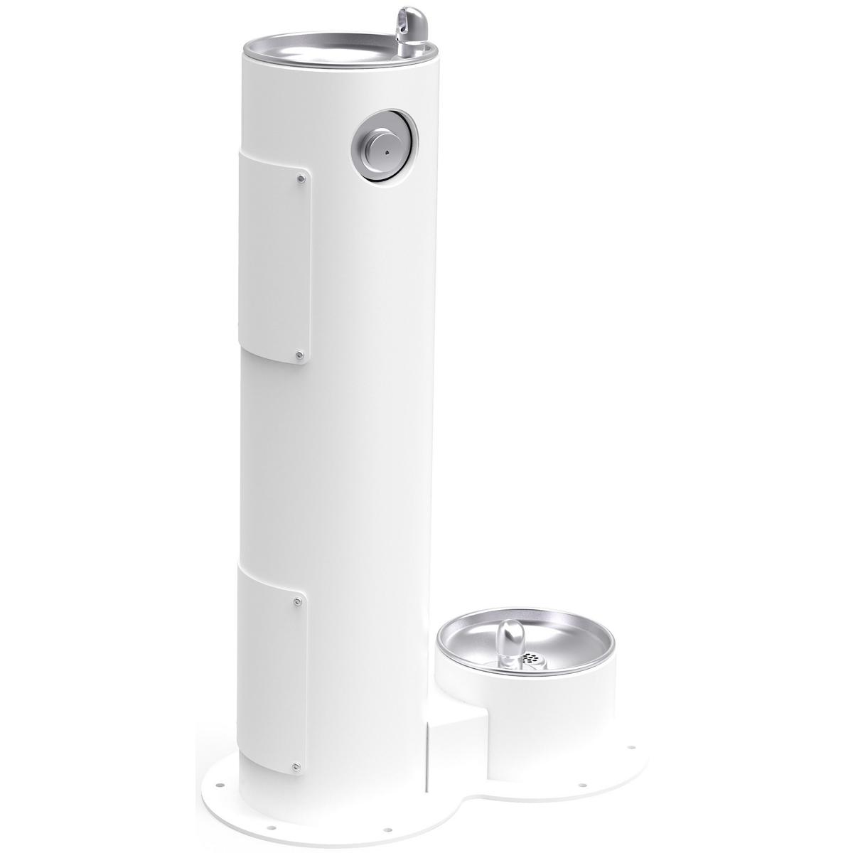 Elkay Outdoor Fountain Pedestal with Pet Station, Non-Filtered, Freeze Resistant, White