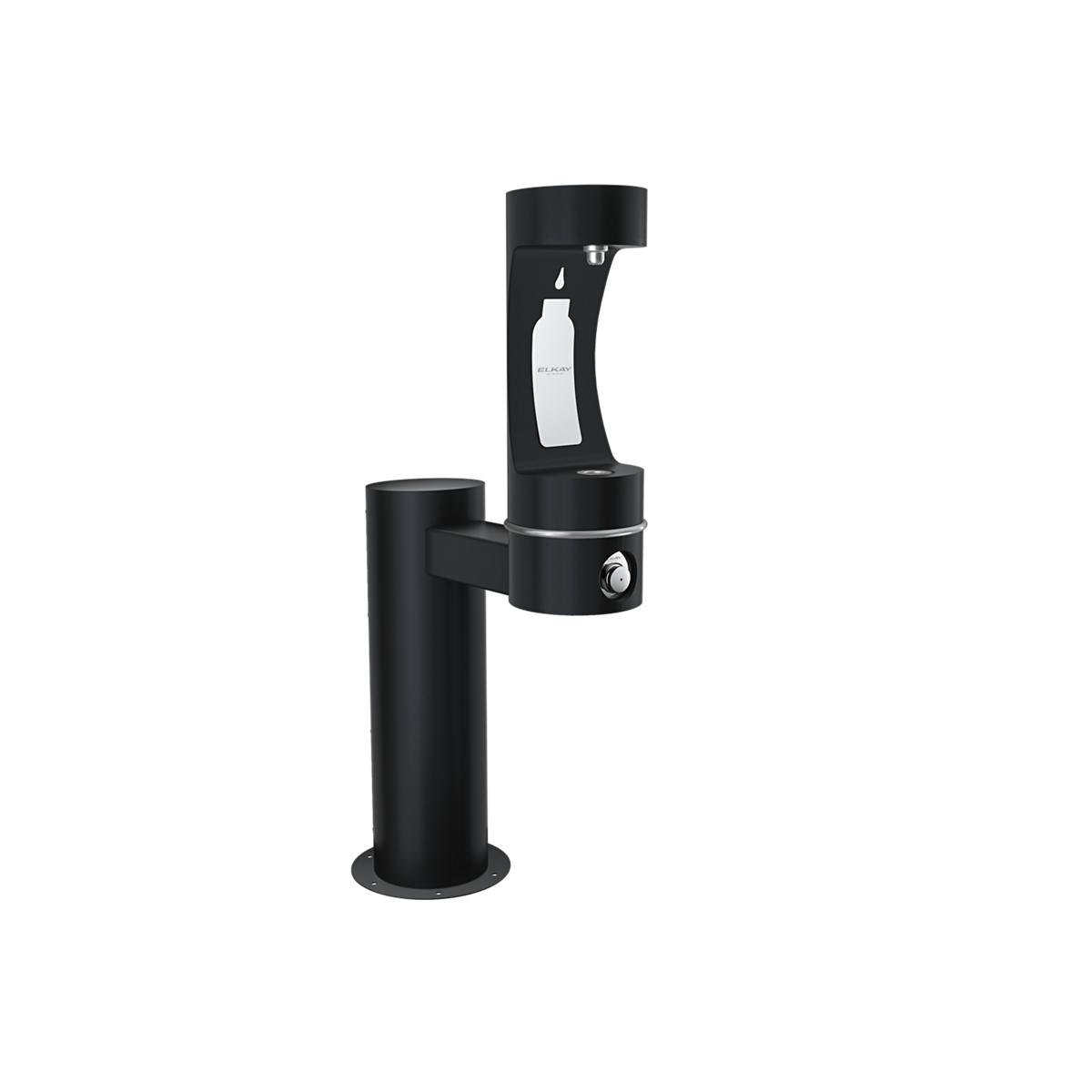 Elkay Outdoor ezH2O Bottle Filling Station Single Pedestal, Non-Filtered Non-Refrigerated Freeze Resistant Black