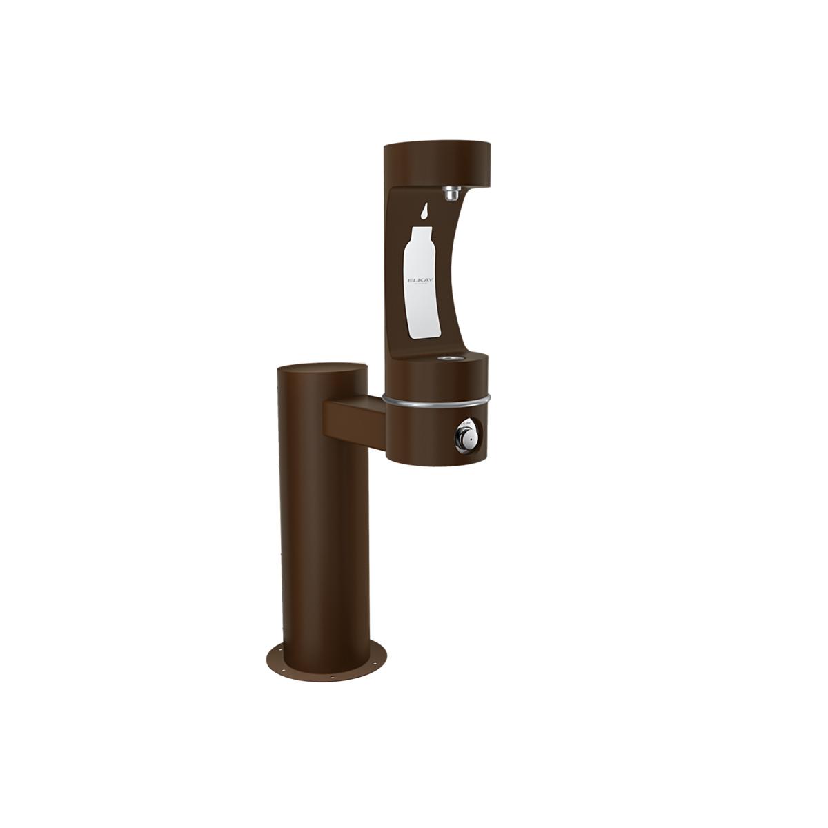 Elkay Outdoor ezH2O Bottle Filling Station Single Pedestal, Non-Filtered, Non-Refrigerated, Freeze Resistant, Brown