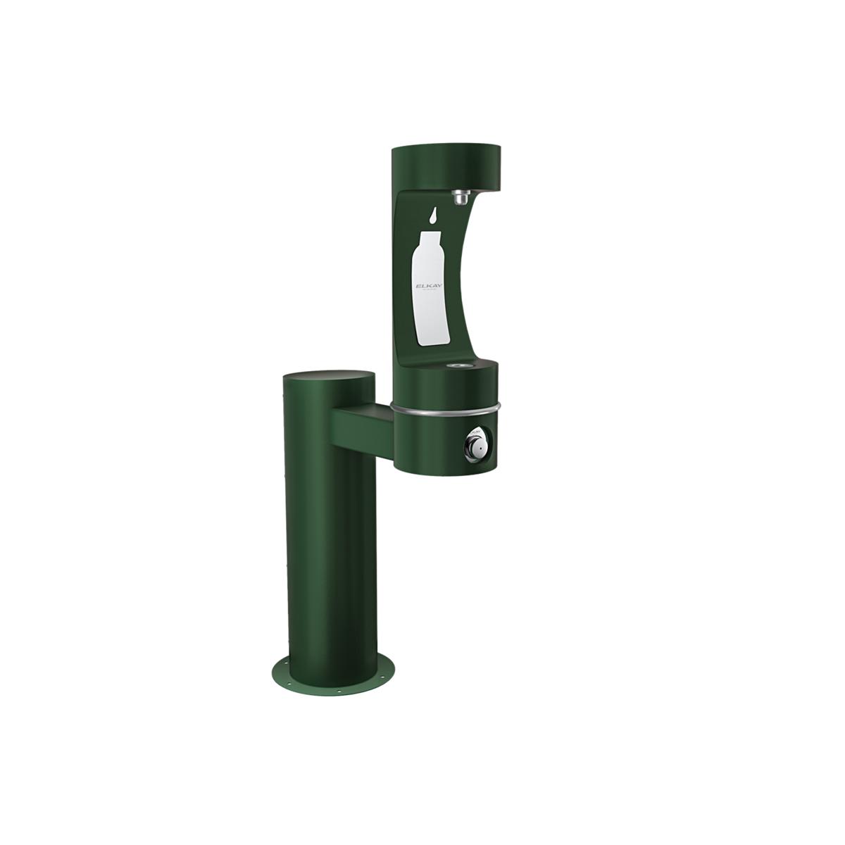 Elkay Outdoor ezH2O Bottle Filling Station Single Pedestal, Non-Filtered, Non-Refrigerated, Freeze Resistant - Evergreen