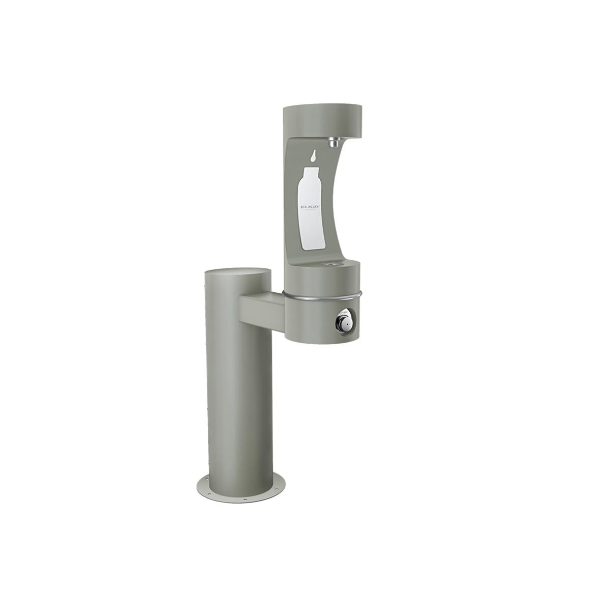 Elkay Outdoor ezH2O Bottle Filling Station Single Pedestal, Non-Filtered Non-Refrigerated Freeze Resistant Gray