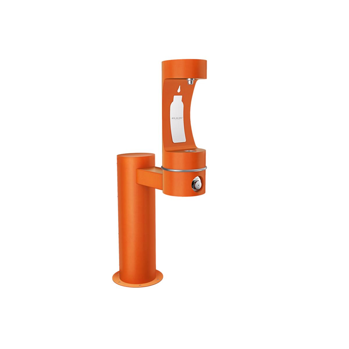Elkay Outdoor ezH2O Bottle Filling Station, Single Pedestal, Non-Filtered, Non-Refrigerated, Freeze Resistant, Orange