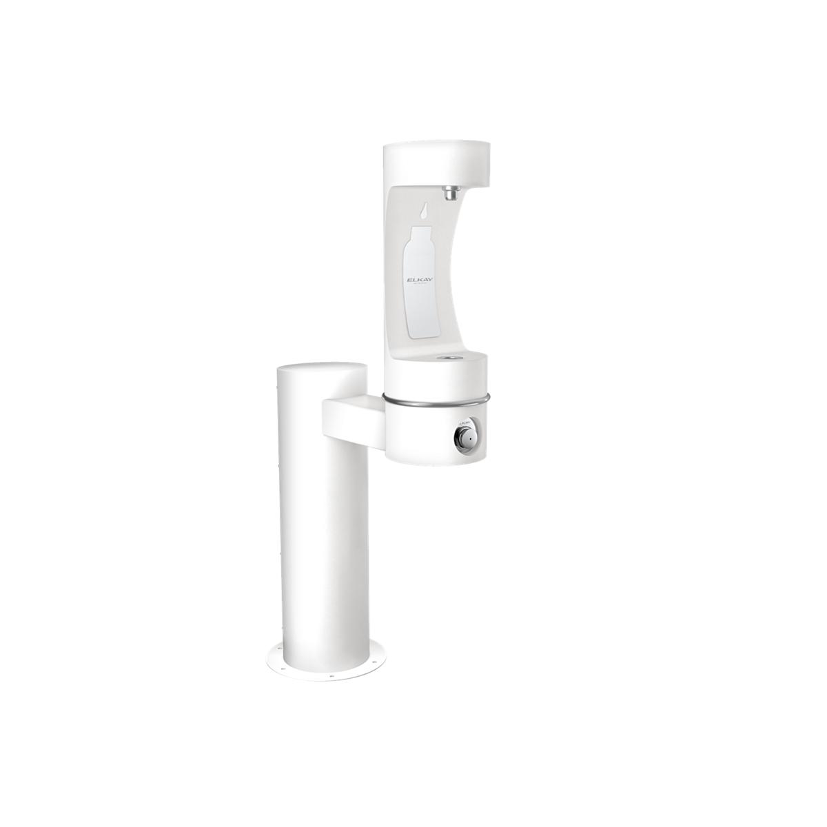 Elkay Outdoor ezH2O Bottle Filling Station, Single Pedestal, Non-Filtered, Non-Refrigerated, Freeze Resistant, White