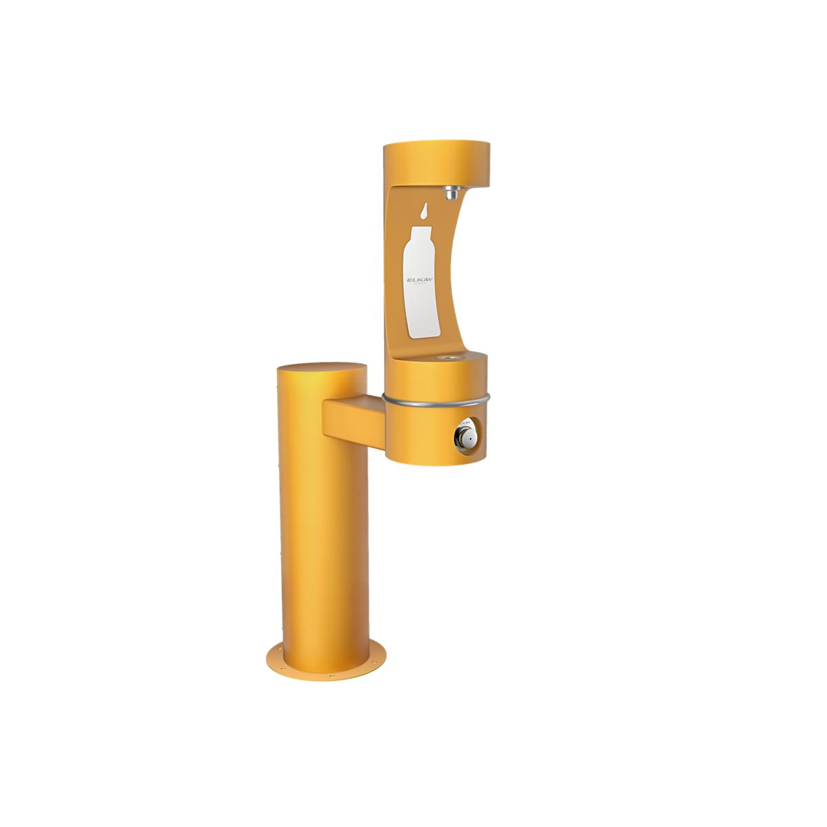 Elkay Outdoor ezH2O Bottle Filling Station, Single Pedestal, Freeze Resistant, Non-Filtered, Yellow