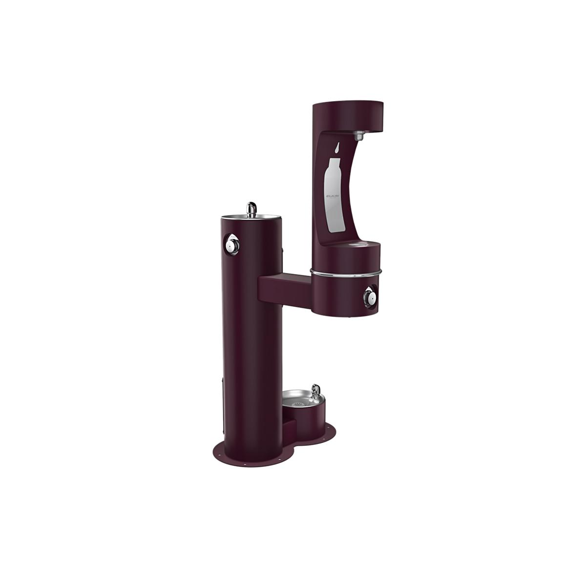 Elkay Outdoor ezH2O Lower Bottle Filling Station, Bi-Level Pedestal with Pet Station, Non-Filter, Non-Refrigerated, Freeze Resistant, Purple