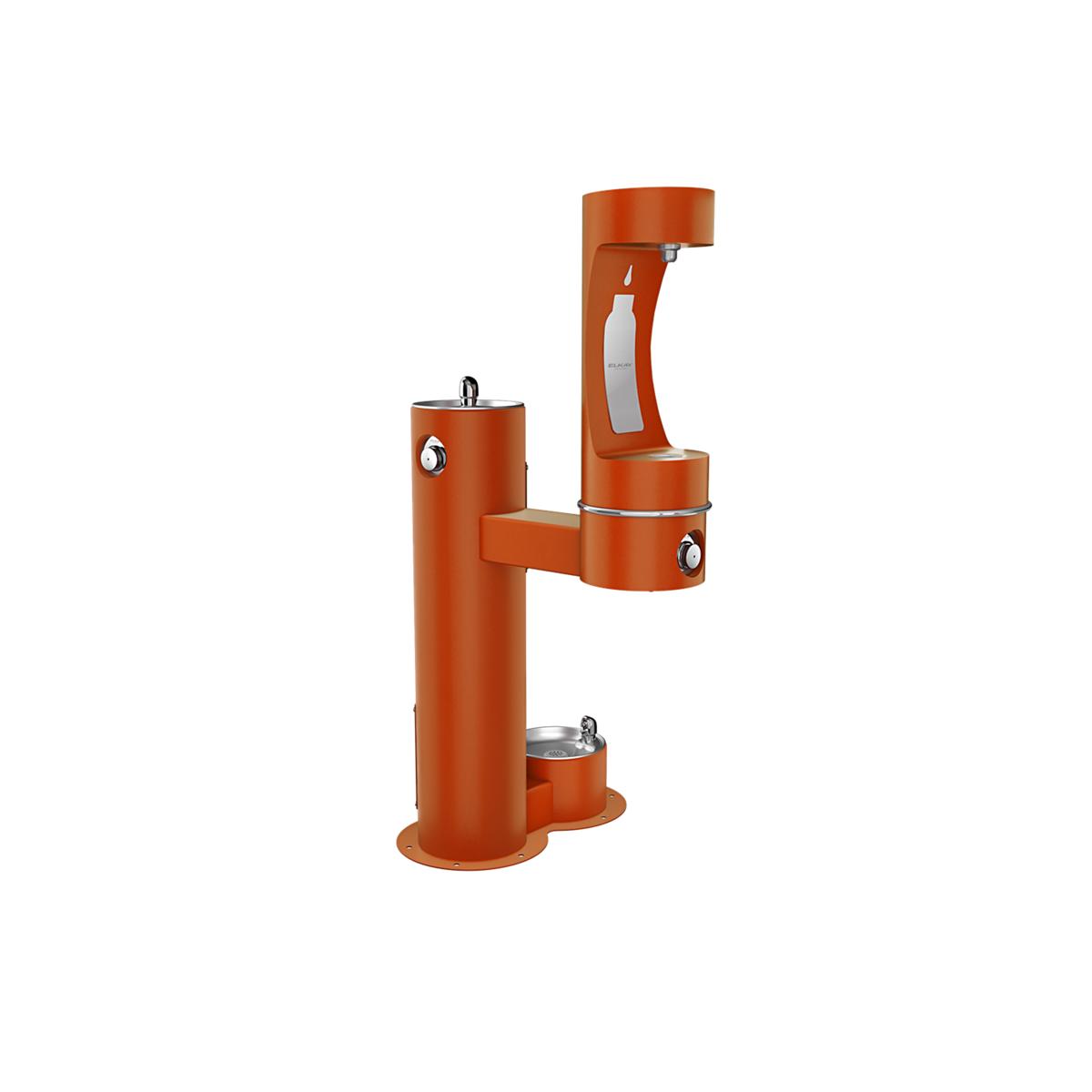 Elkay Outdoor ezH2O Lower Bottle Filling Station, Bi-Level Pedestal with Pet Station, Non-Filter, Non-Refrigerated, Freeze-Resistant, Terracotta