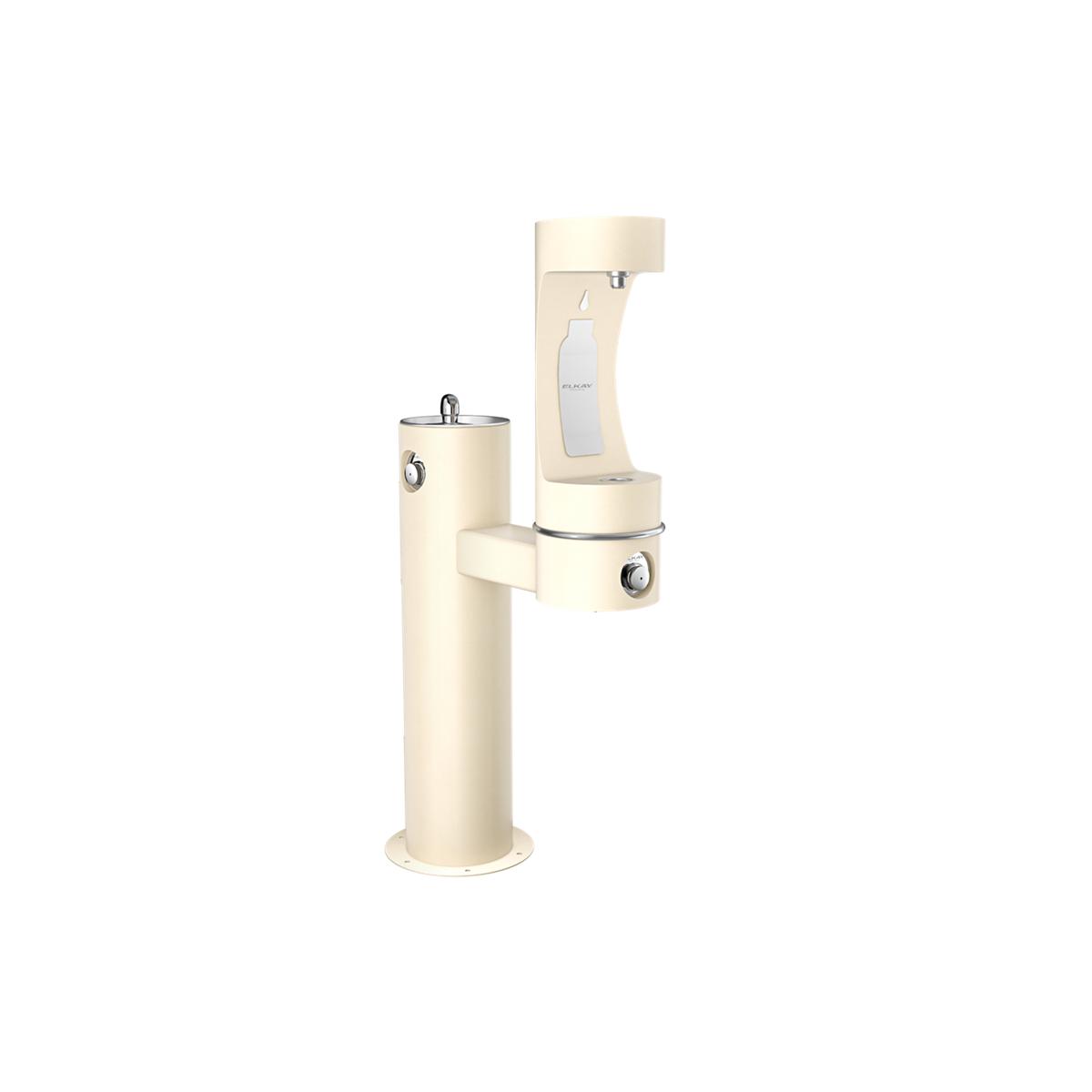 Elkay Outdoor ezH2O Lower Bottle Filling Station - Bi-Level Pedestal, Non-Filtered, Non-Refrigerated, Freeze Resistant - Beige