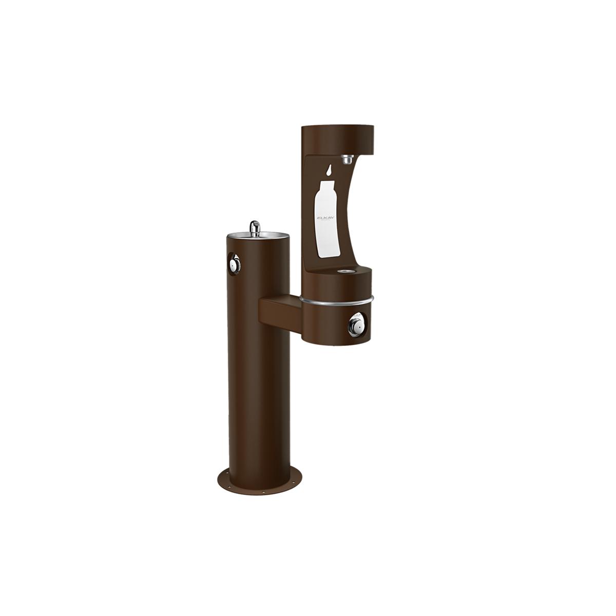 Elkay Outdoor ezH2O Lower Bottle Filling Station Bi-Level Pedestal, Non-Filtered, Non-Refrigerated, Freeze Resistant, Brown