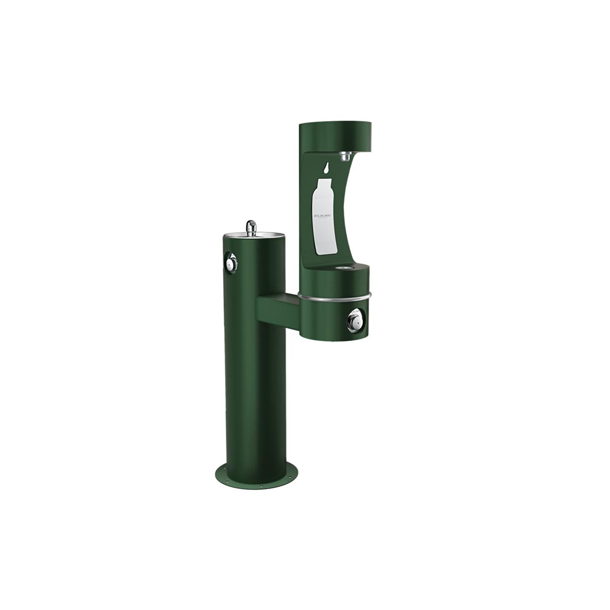 Elkay Outdoor ezH2O Lower Bottle Filling Station, Bi-Level Pedestal, Non-Filtered, Non-Refrigerated, Freeze Resistant, Evergreen