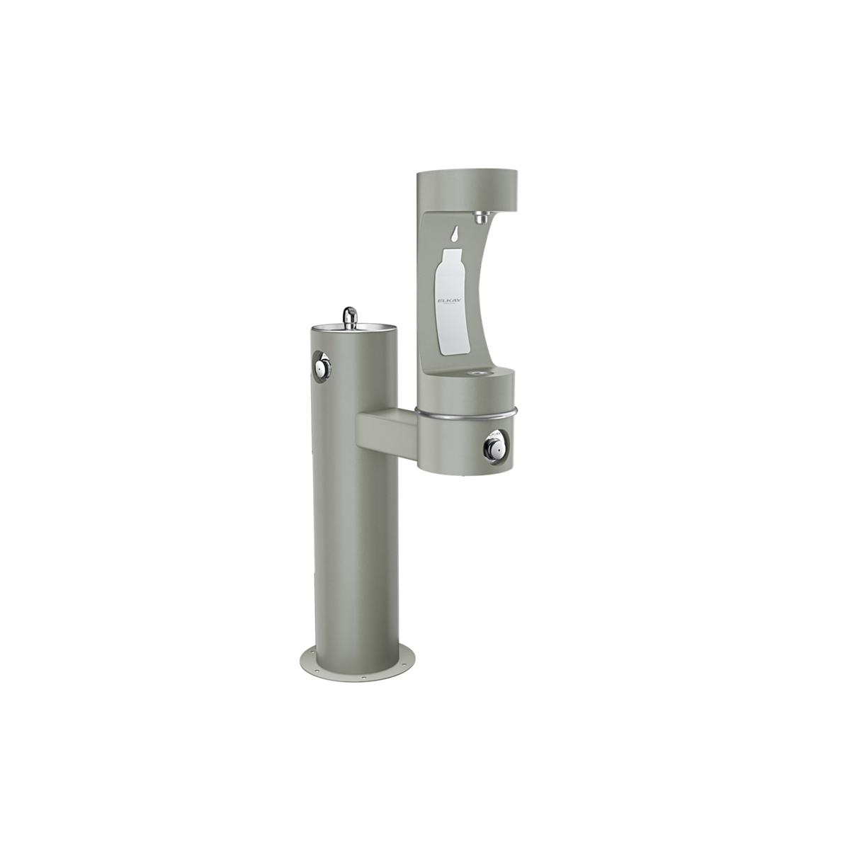 Elkay Outdoor ezH2O Lower Bottle Filling Station Bi-Level Pedestal, Non-Filtered Non-Refrigerated Freeze Resistant Gray