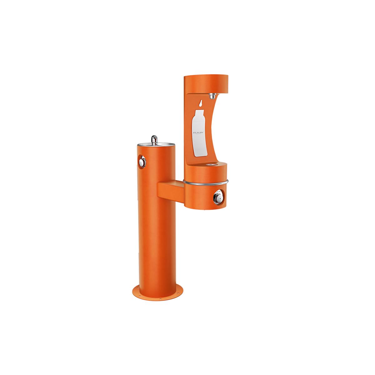Elkay Outdoor ezH2O Lower Bottle Filling Station Bi-Level Pedestal, Non-Filtered Non-Refrigerated Freeze Resistant Orange