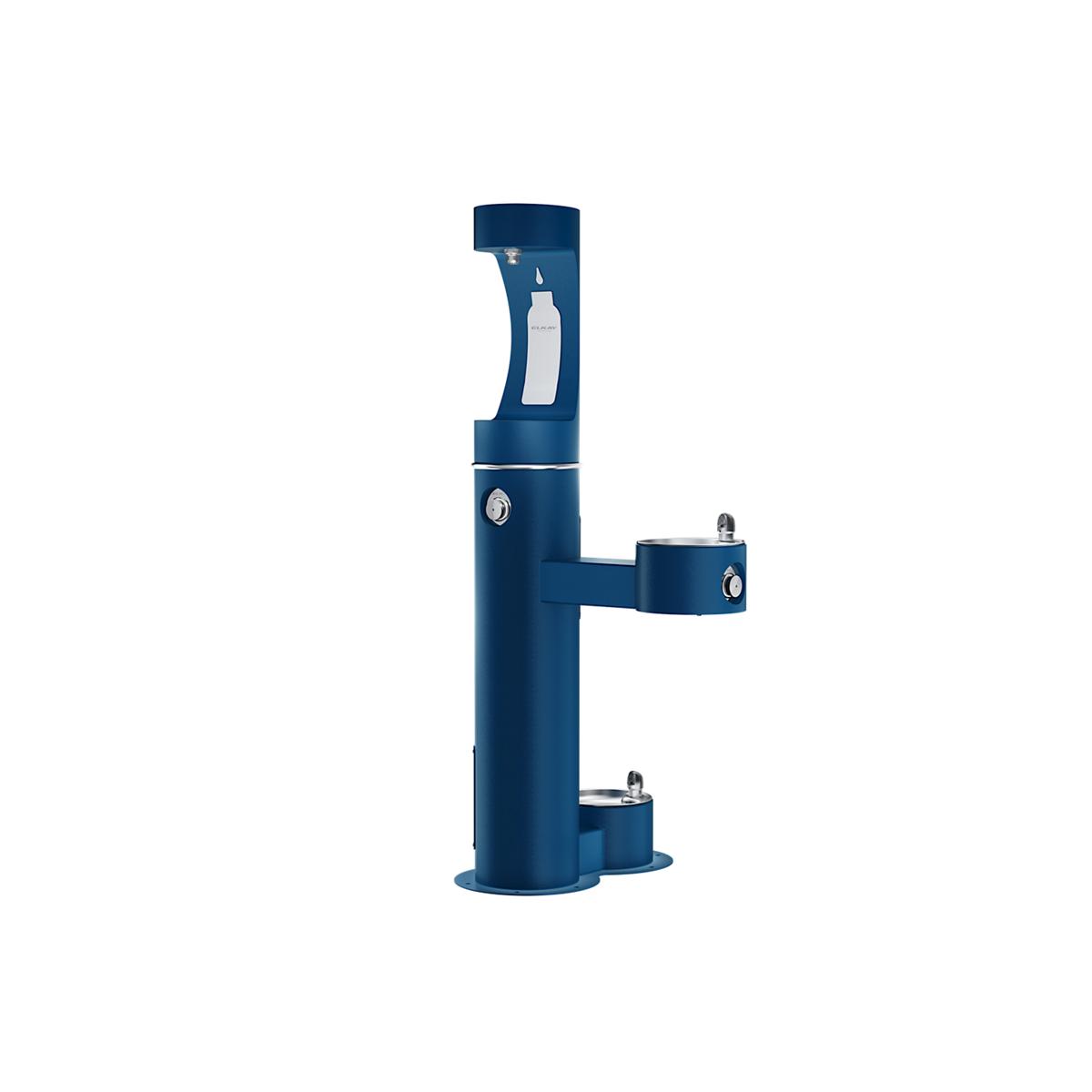 Elkay Outdoor ezH2O Upper Bottle Filling Station Bi-Level Pedestal with Pet Station, Non-Filtered, Freeze Resistant, Blue