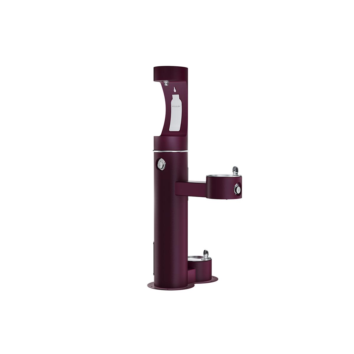 Elkay Outdoor ezH2O Upper Bottle Filling Station, Bi-Level Pedestal with Pet Station, Non-Filter, Non-Refrigerated, Freeze Resistant, Purple