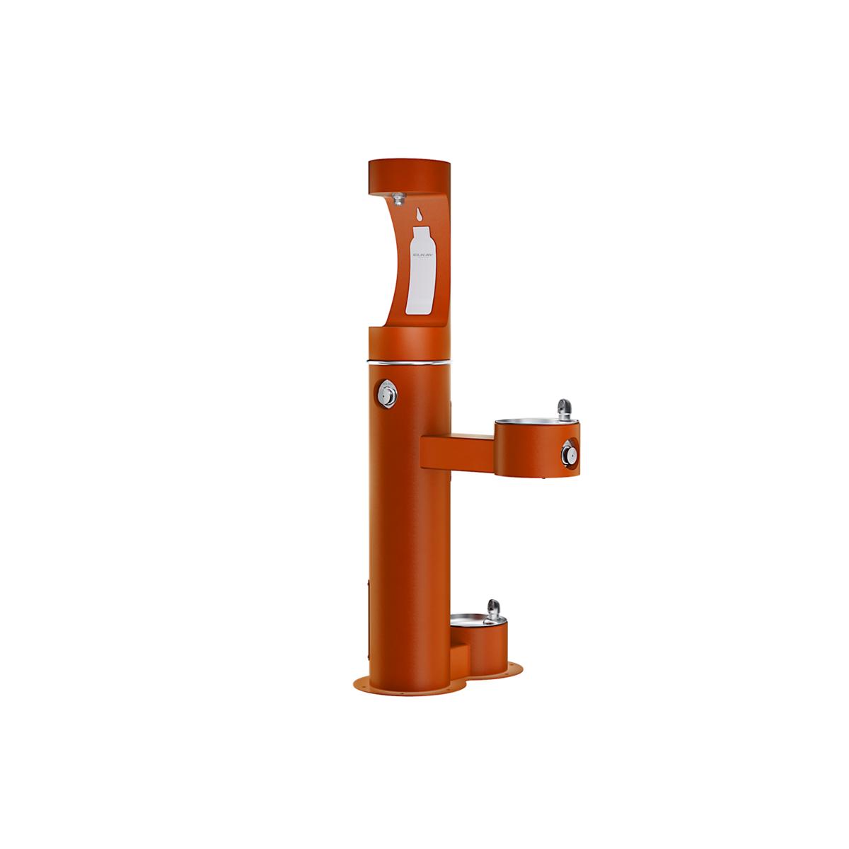 Elkay Outdoor ezH2O Upper Bottle Filling Station, Bi-Level Pedestal with Pet Station (Non-Filter, Non-Refrigerated, Freeze Resistant, Terracotta)