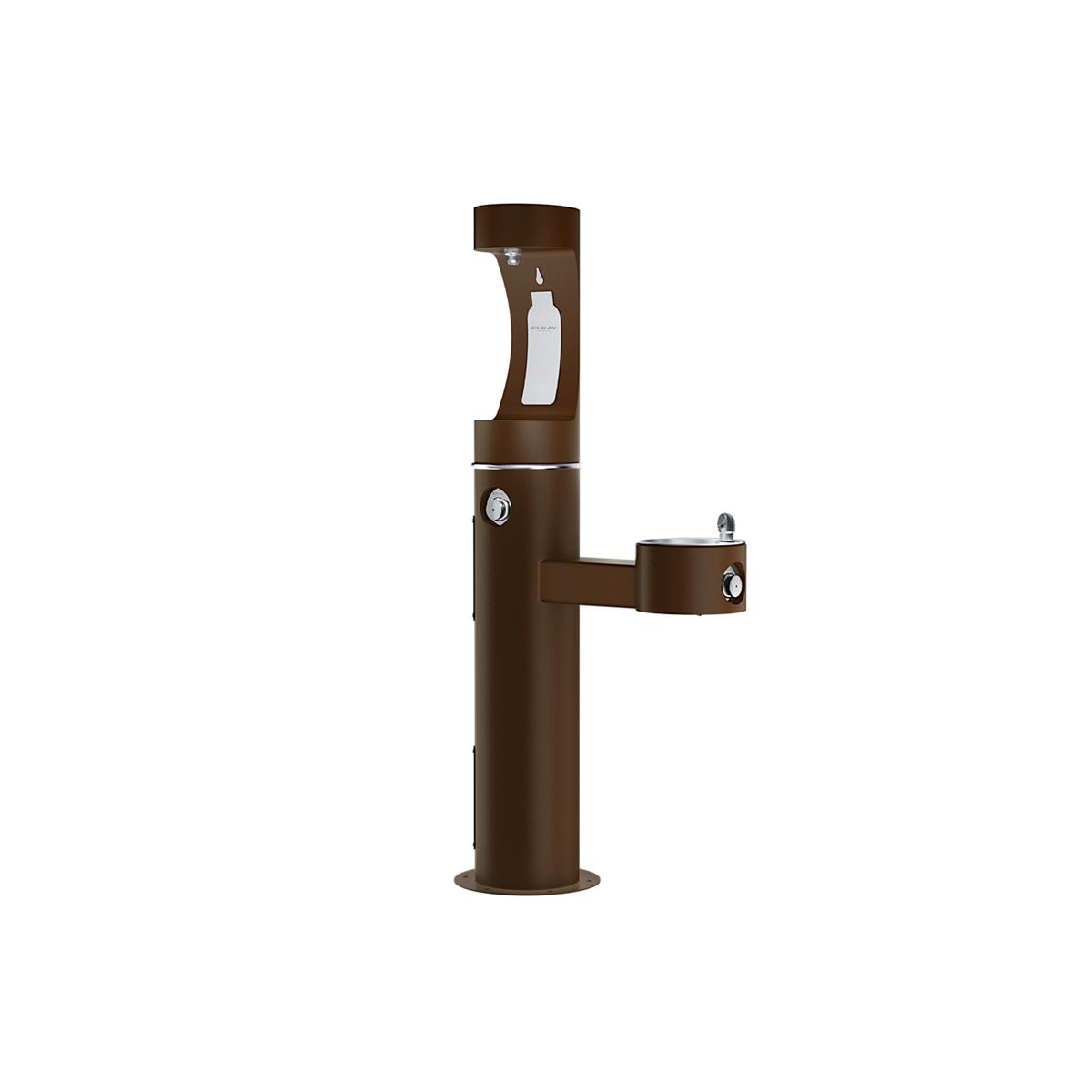 Elkay Outdoor ezH2O Upper Bottle Filling Station Bi-Level Pedestal, Non-Filtered, Non-Refrigerated, Freeze Resistant, Brown