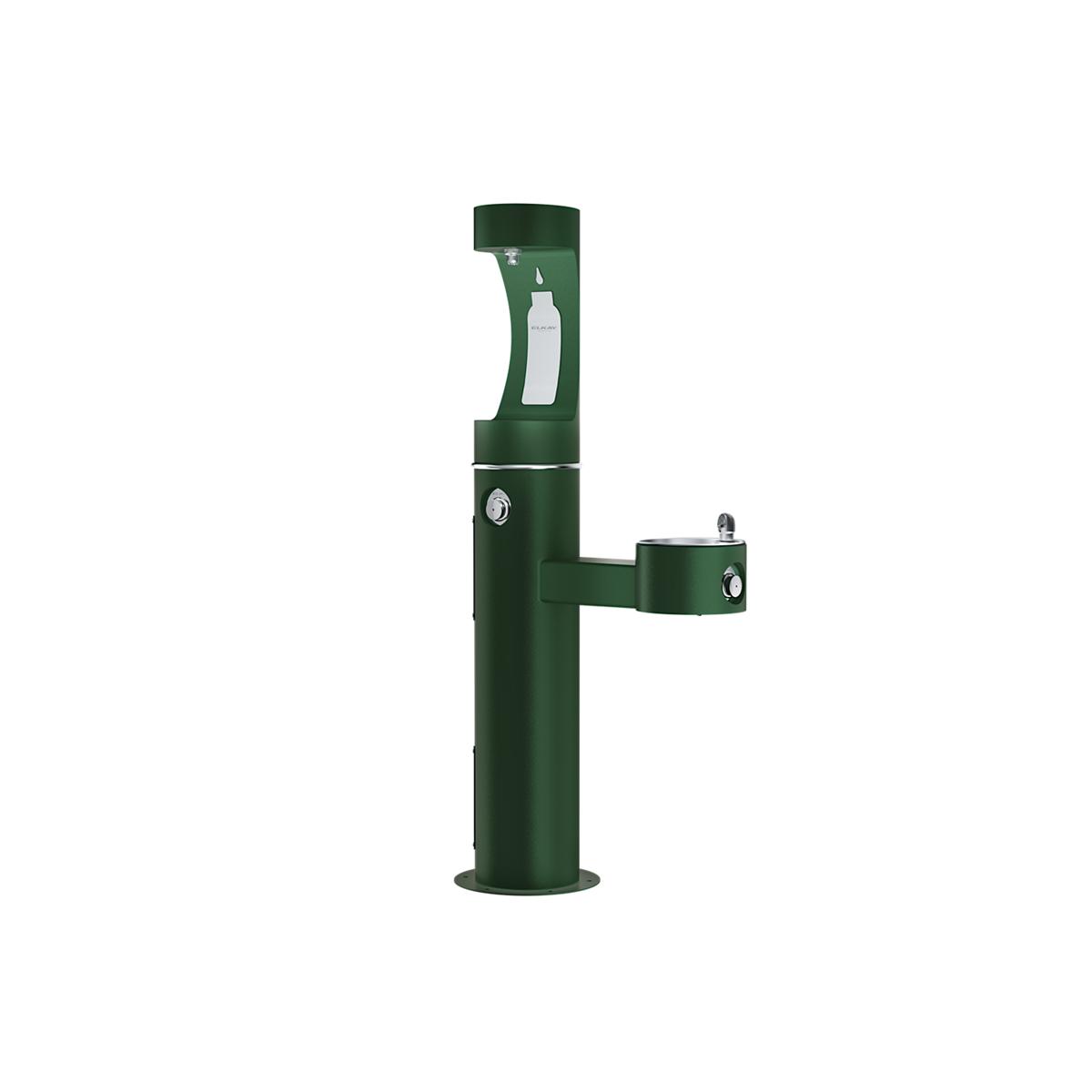 Elkay Outdoor ezH2O Upper Bottle Filling Station Bi-Level Pedestal, Non-Filtered, Non-Refrigerated, Freeze Resistant, Evergreen