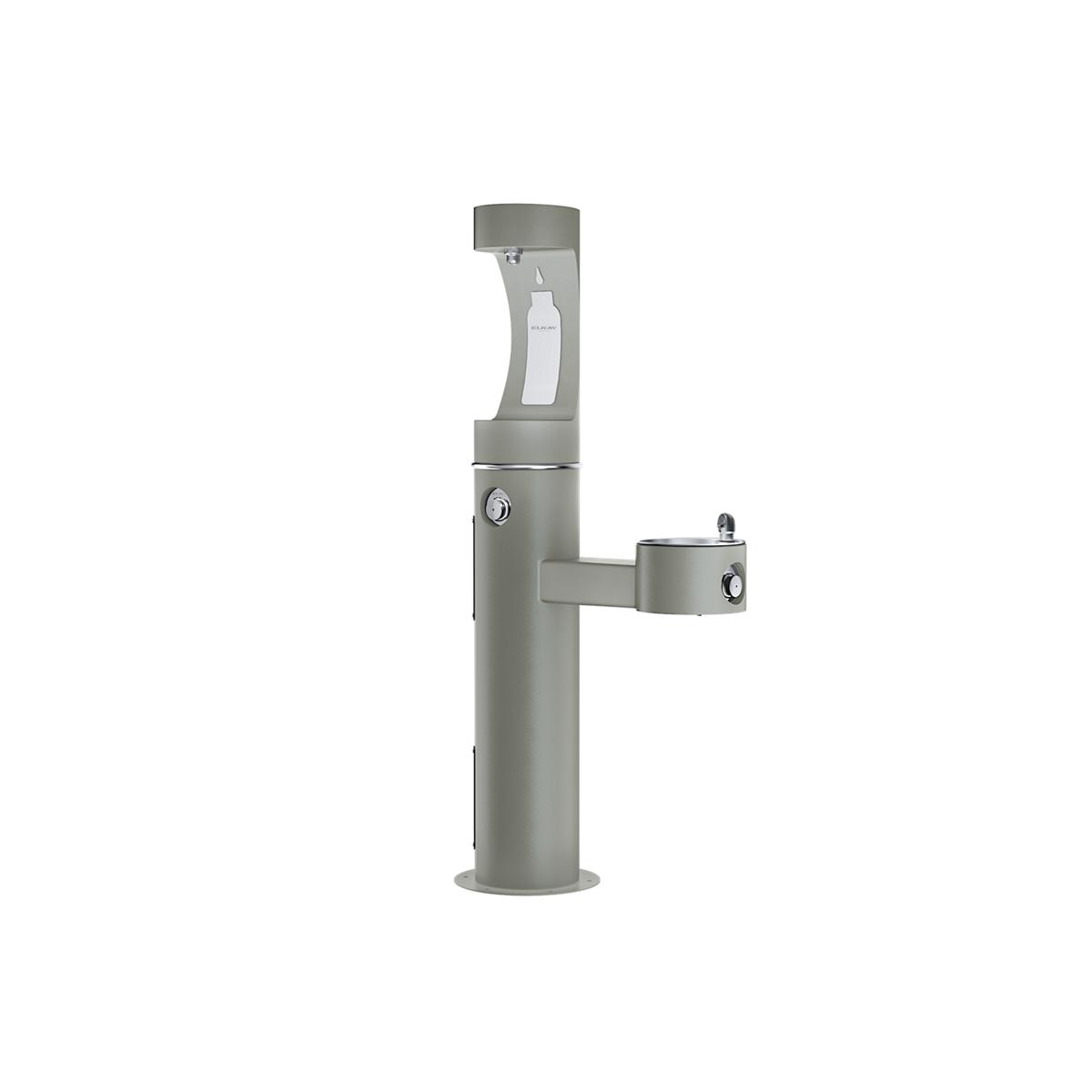 Elkay Outdoor ezH2O Upper Bottle Filling Station Bi-Level Pedestal, Non-Filtered Non-Refrigerated Freeze Resistant Gray