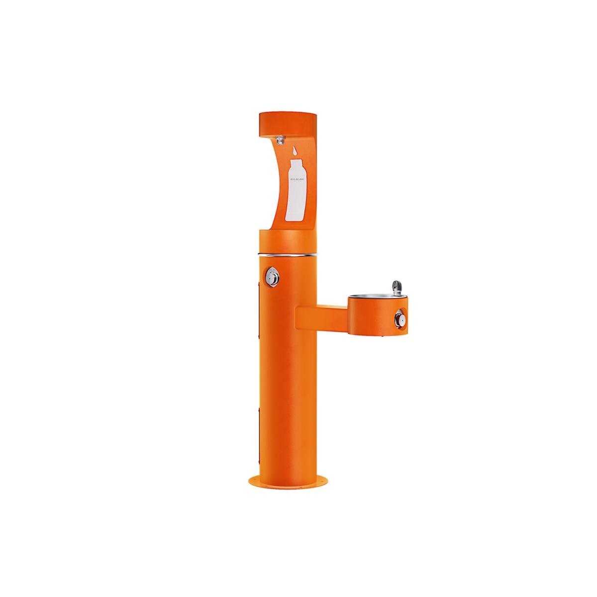 Elkay Outdoor ezH2O Upper Bottle Filling Station Bi-Level Pedestal, Non-Filtered, Non-Refrigerated, Freeze Resistant, Orange