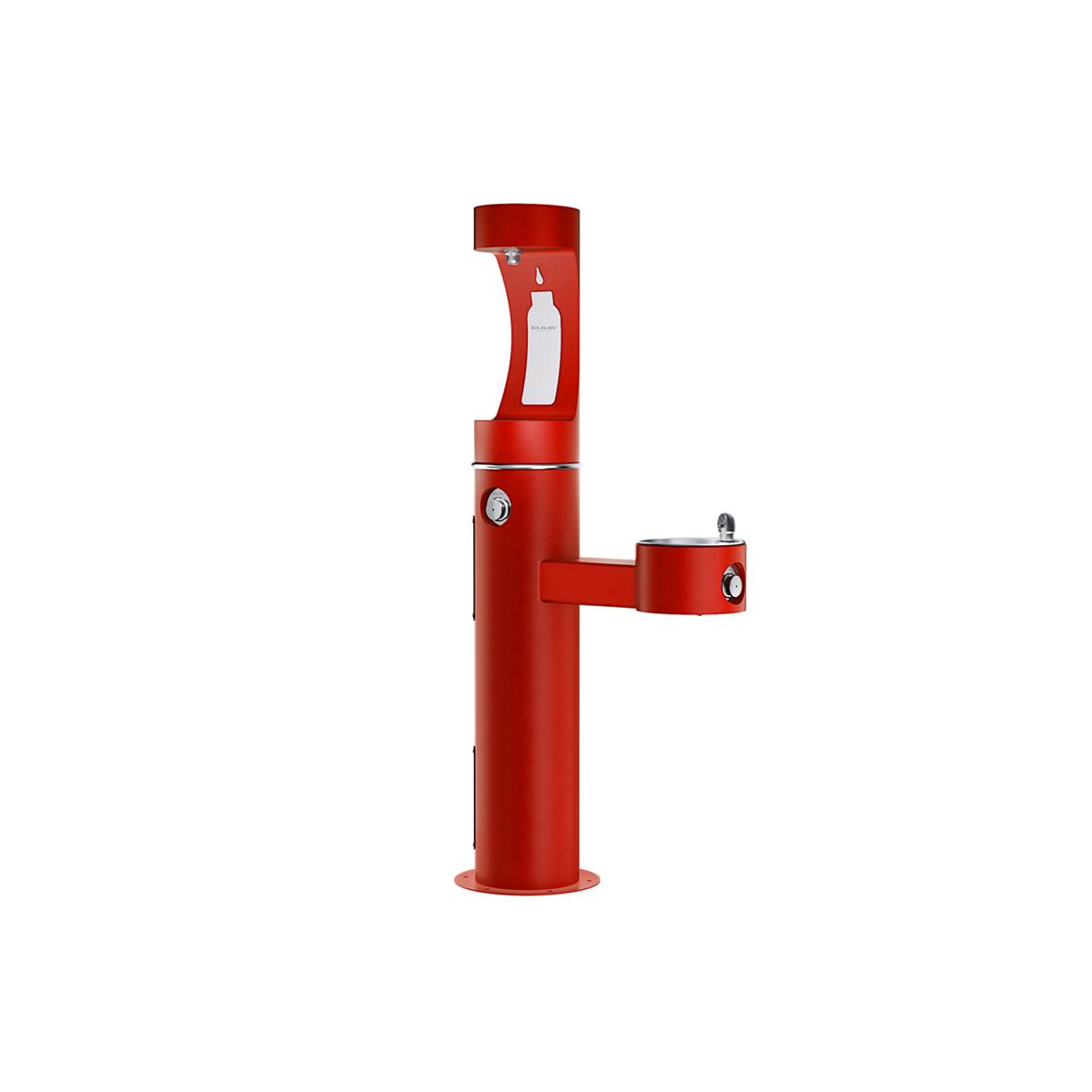 Elkay Outdoor ezH2O Upper Bottle Filling Station Bi-Level Pedestal, Non-Filtered Non-Refrigerated Freeze Resistant Red