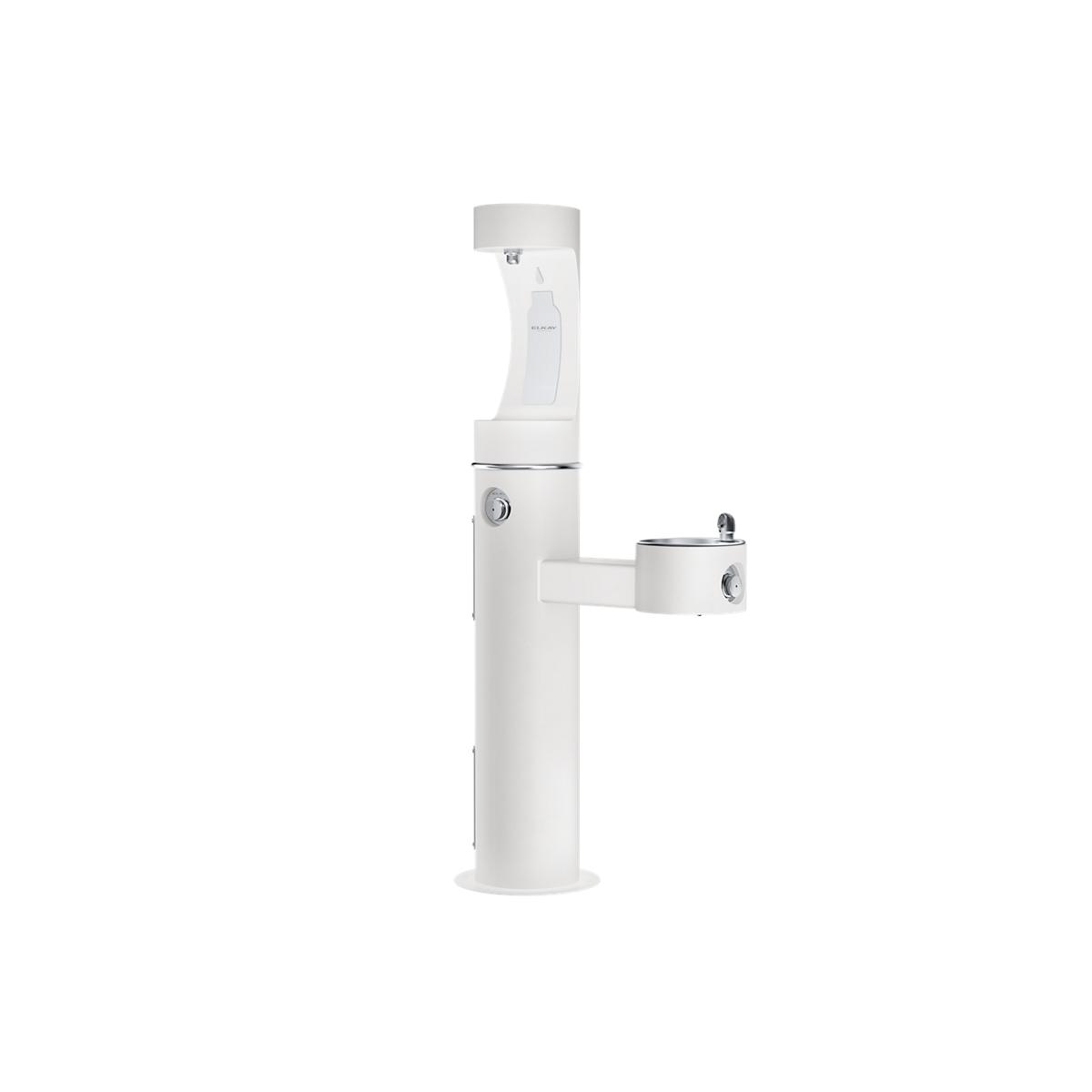 Elkay Outdoor ezH2O Upper Bottle Filling Station Bi-Level Pedestal, Non-Filtered Non-Refrigerated Freeze Resistant White