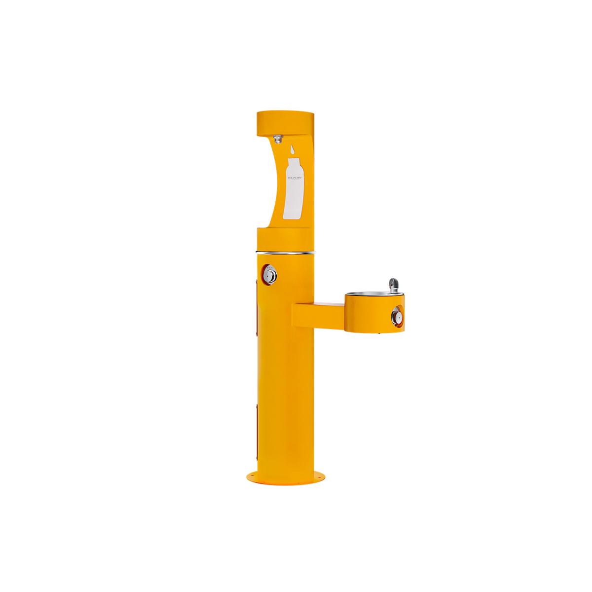 Elkay Outdoor ezH2O Upper Bottle Filling Station Bi-Level Pedestal, Non-Filtered, Non-Refrigerated, Freeze Resistant, Yellow