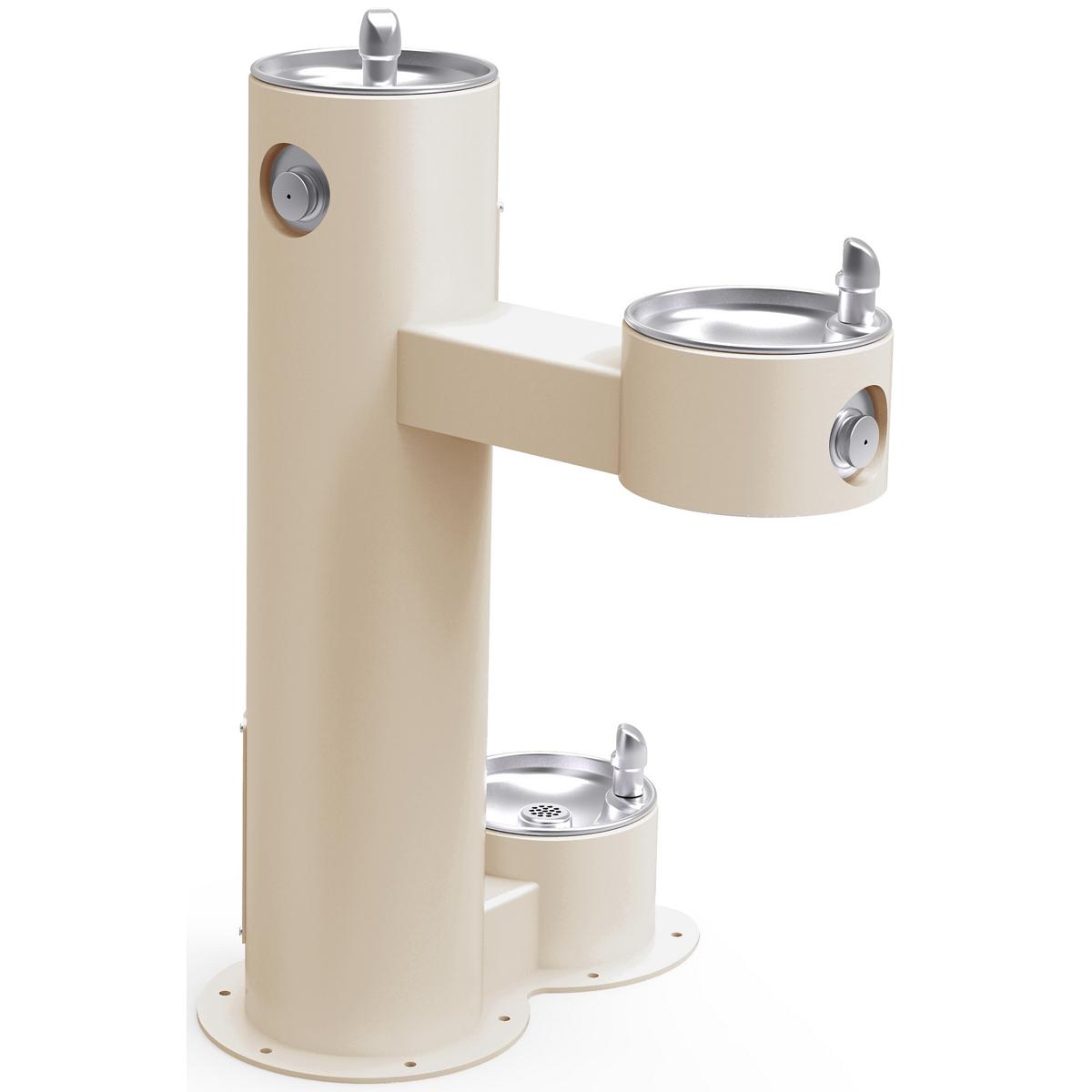 Elkay Outdoor Fountain Bi-Level Pedestal with Pet Station, Non-Filtered Non-Refrigerated, Freeze Resistant, Beige