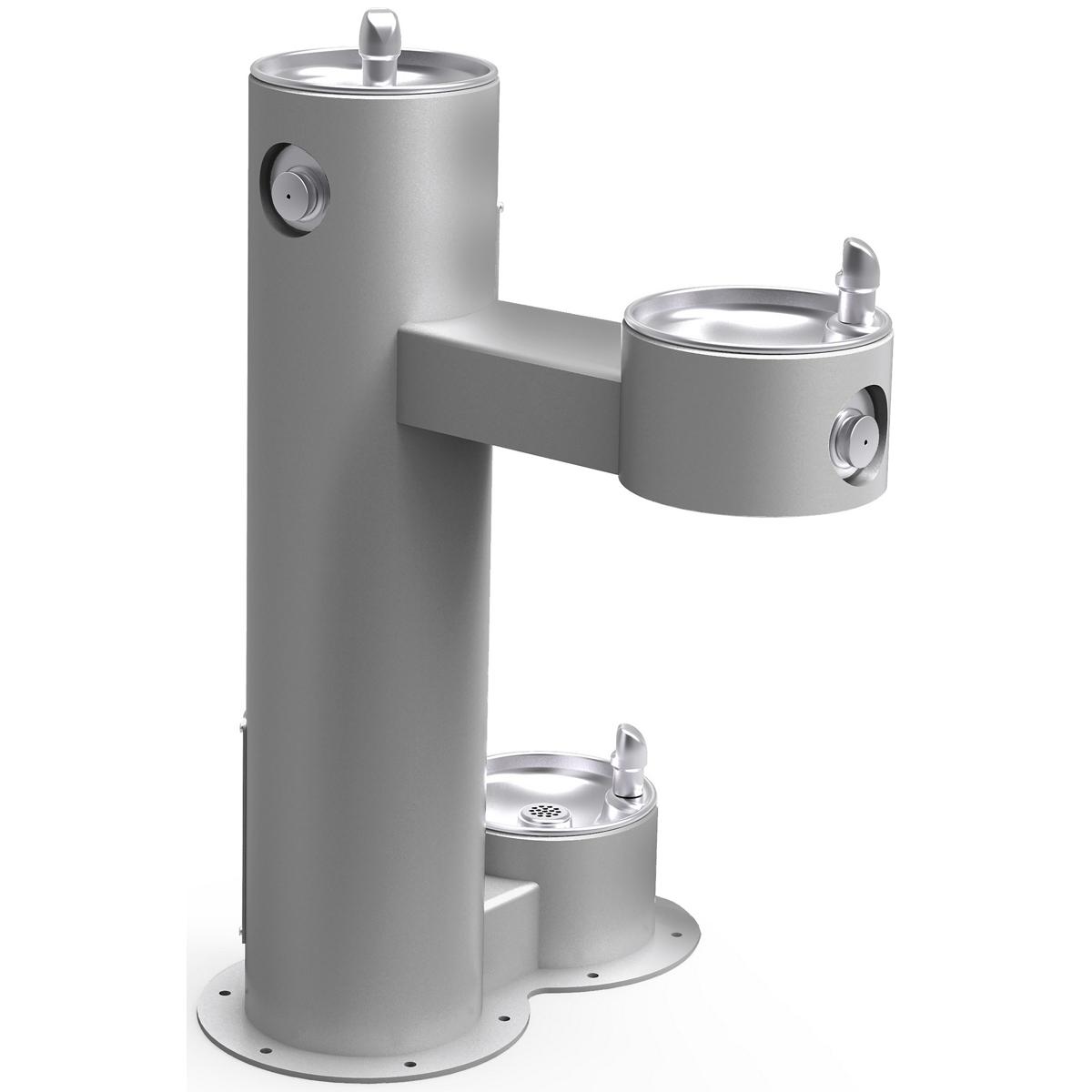 Elkay Outdoor Fountain Bi-Level Pedestal with Pet Station, Non-Filtered, Non-Refrigerated, Freeze Resistant, Gray