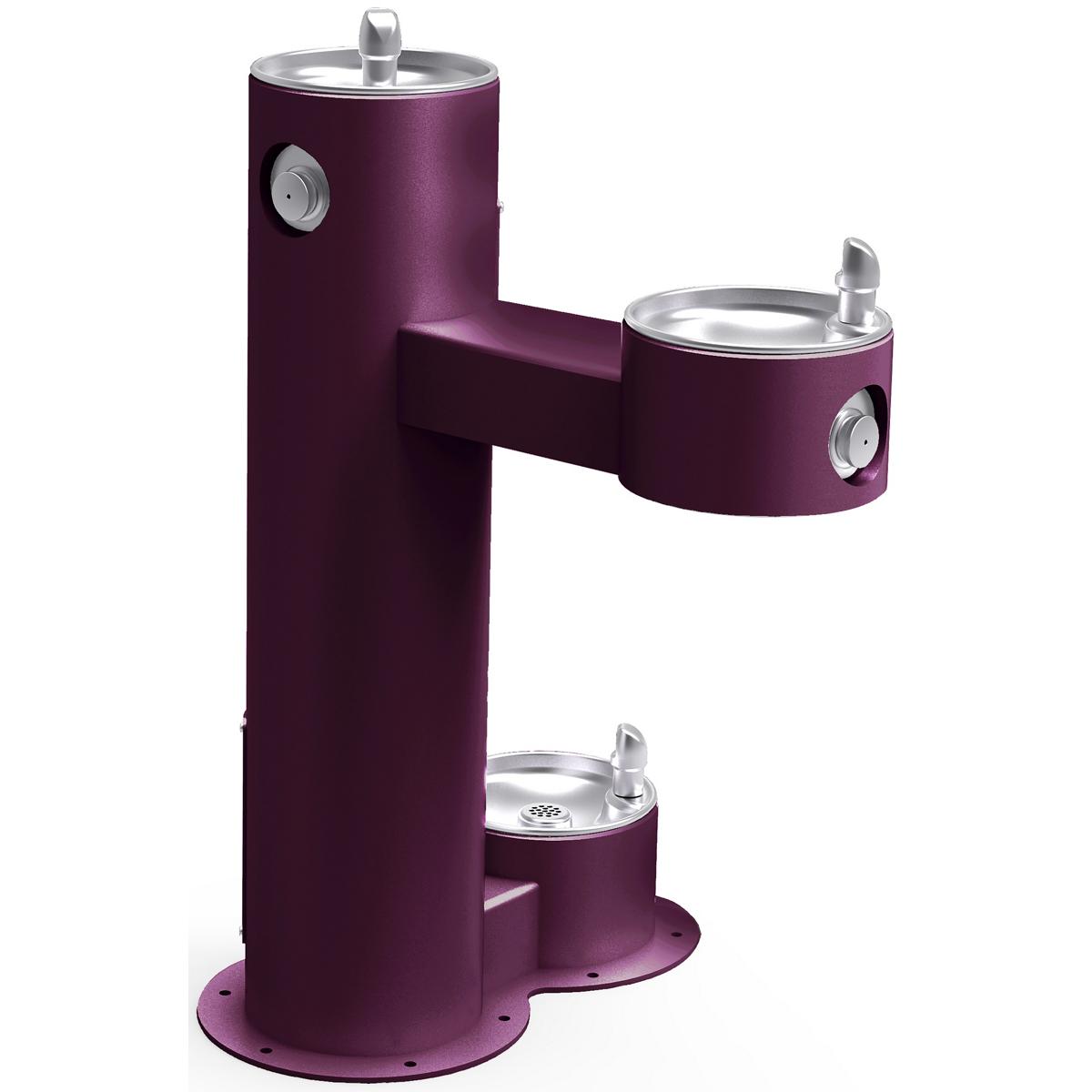 Elkay Outdoor Fountain Bi-Level Pedestal with Pet Station, Non-Filtered, Non-Refrigerated, Freeze Resistant, Purple