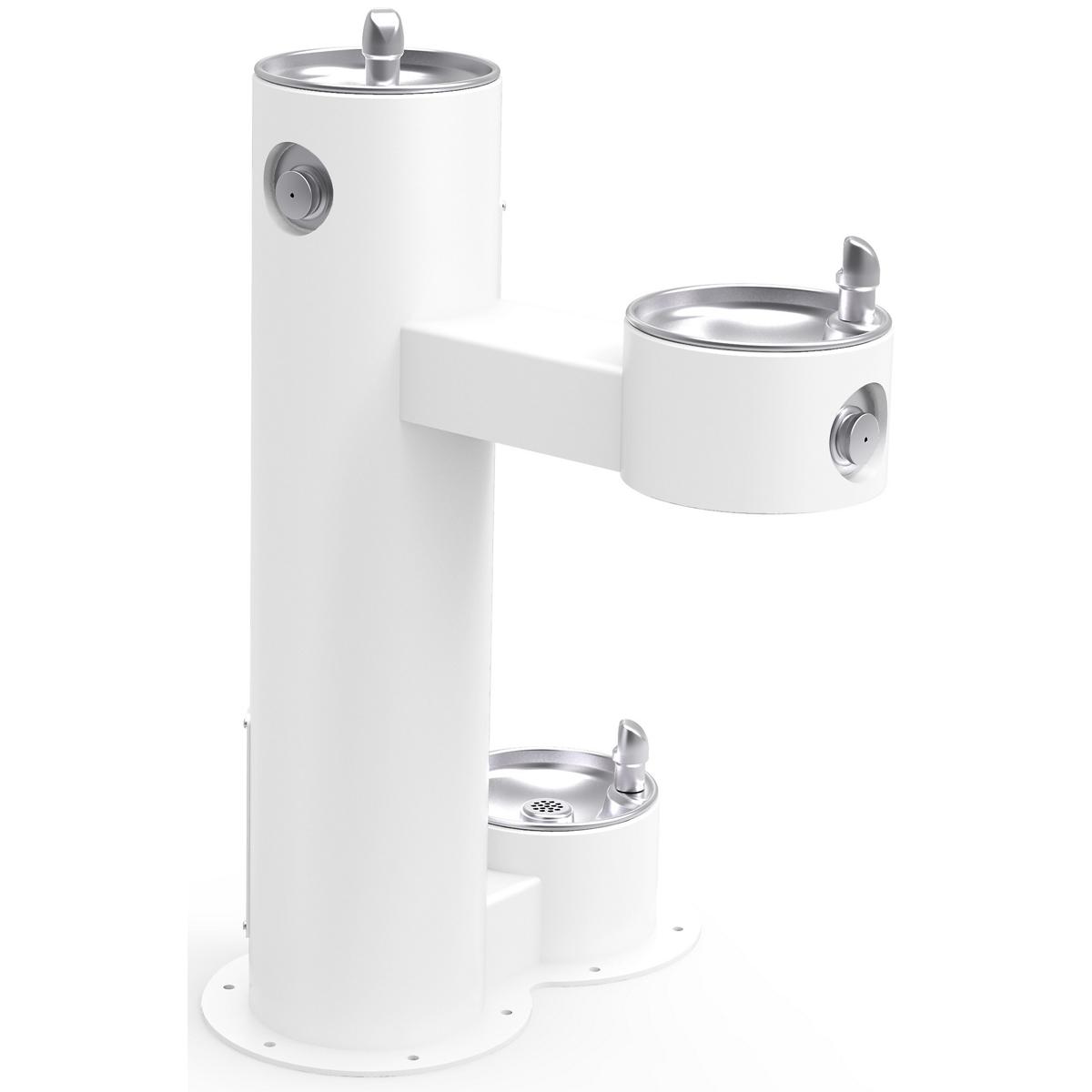 Elkay Bi-Level Pedestal Outdoor Fountain with Pet Station, Non-Filtered, Non-Refrigerated, Freeze Resistant, White