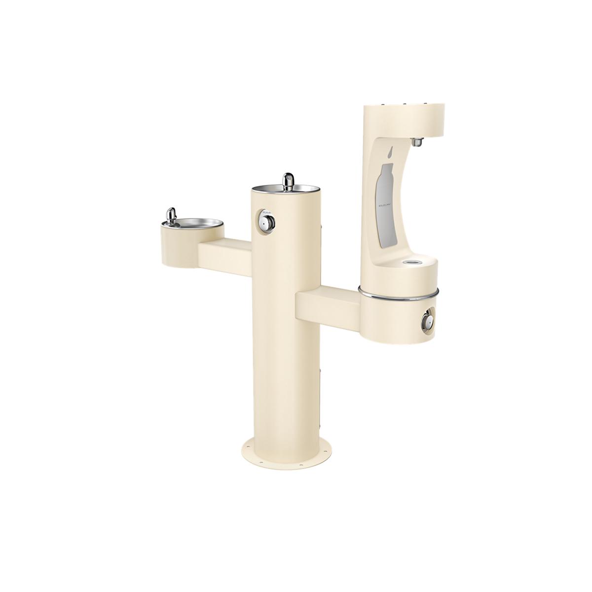 Elkay Outdoor ezH2O Lower Bottle Filling Station Tri-Level Pedestal, Non-Filtered Non-Refrigerated Beige